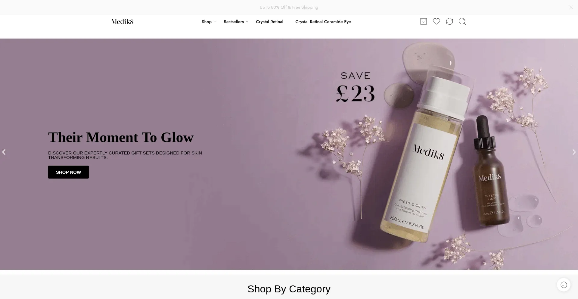 Website screenshot of Medik8skincare.com