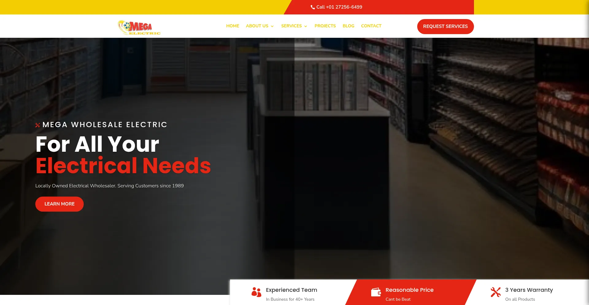 Website screenshot of Megawholesaleelectric.com