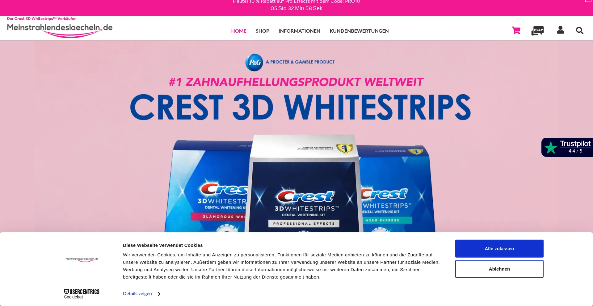 Website screenshot of Meinstrahlendeslaecheln.de