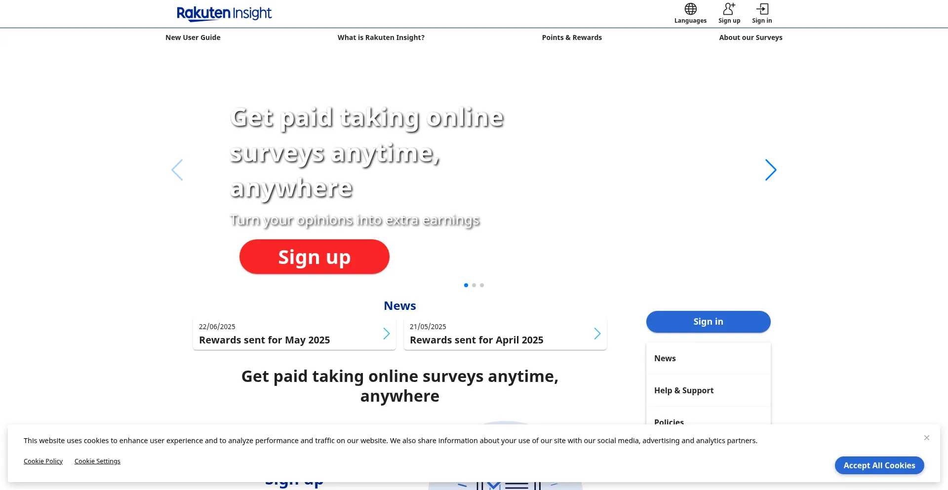Website screenshot of Member.insight.rakuten.com.my