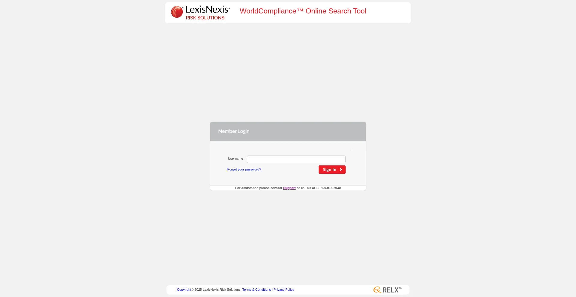 Website screenshot of Members.worldcompliance.com