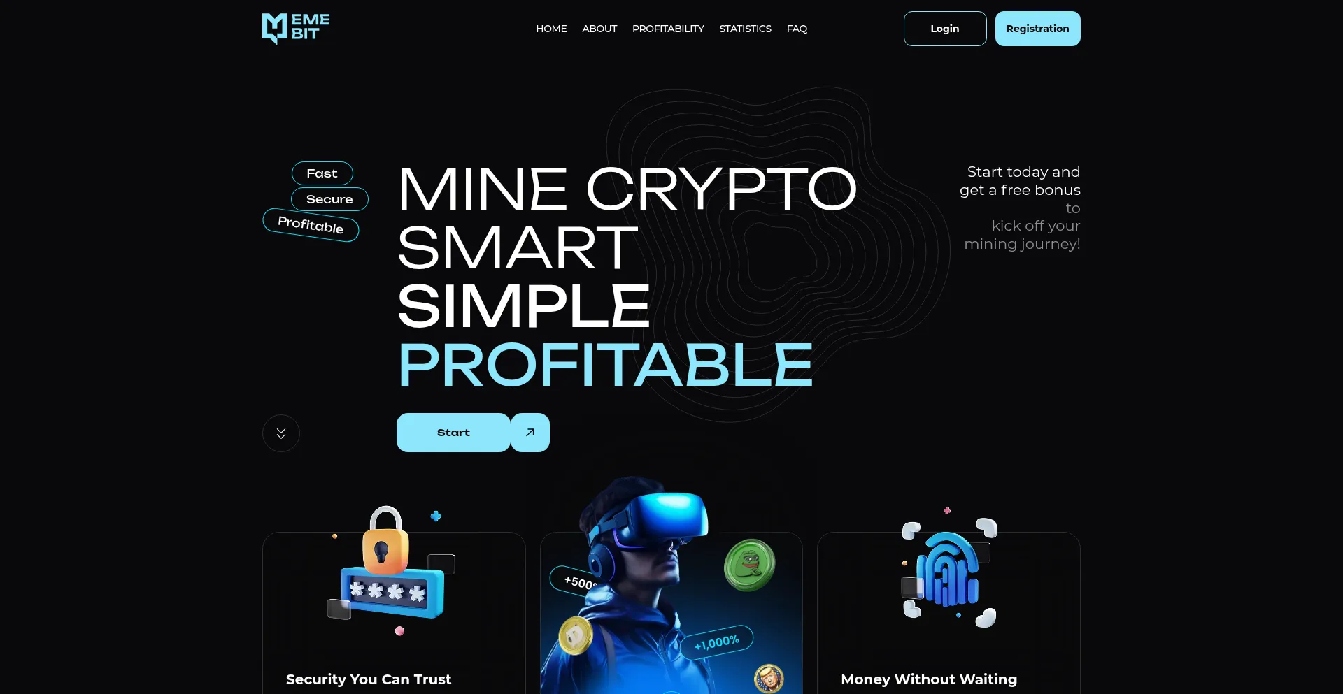 Website screenshot of Memebit.co