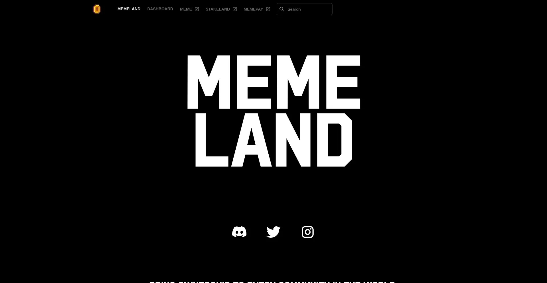 Website screenshot of Memeland.com
