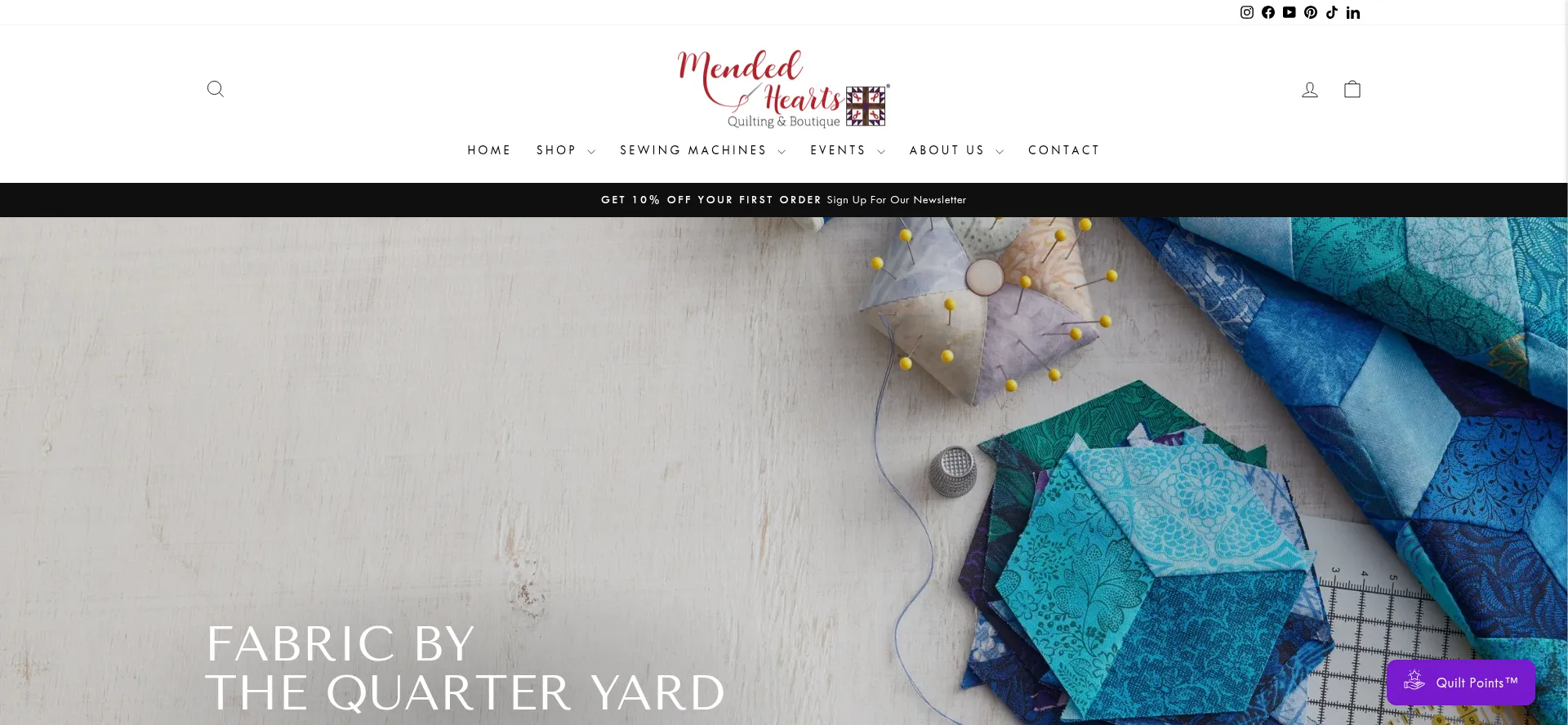 Website screenshot of Mendedheartsquilting.com