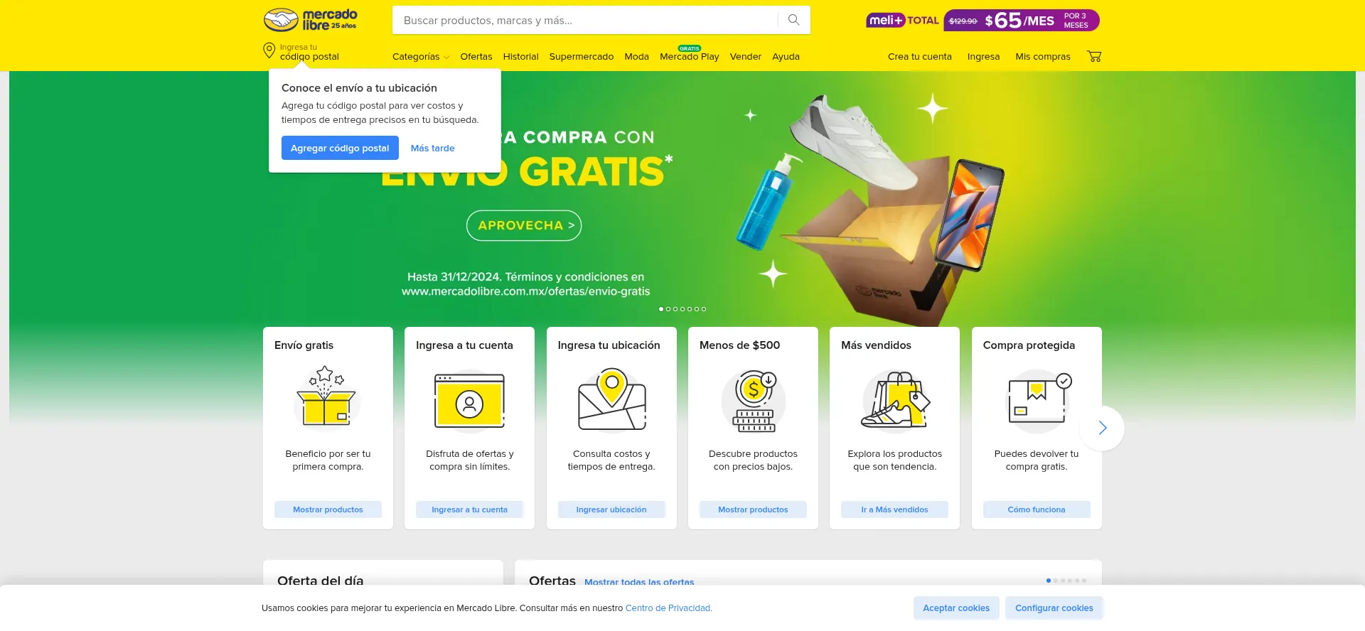 Website screenshot of Mercadolibre.com.mx