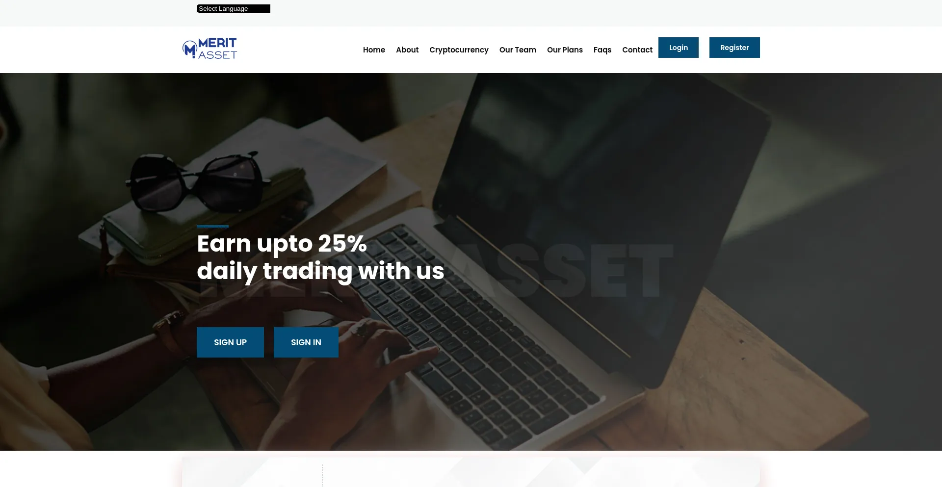 Website screenshot of Merit-asset.ltd