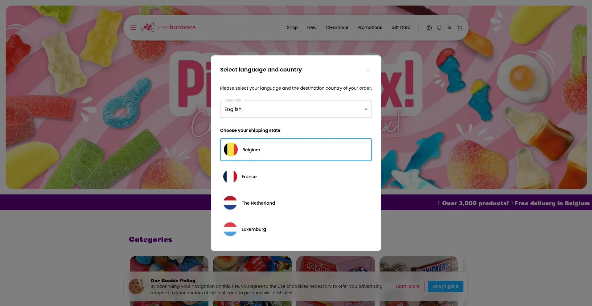 Website screenshot of Mesbonbons.net