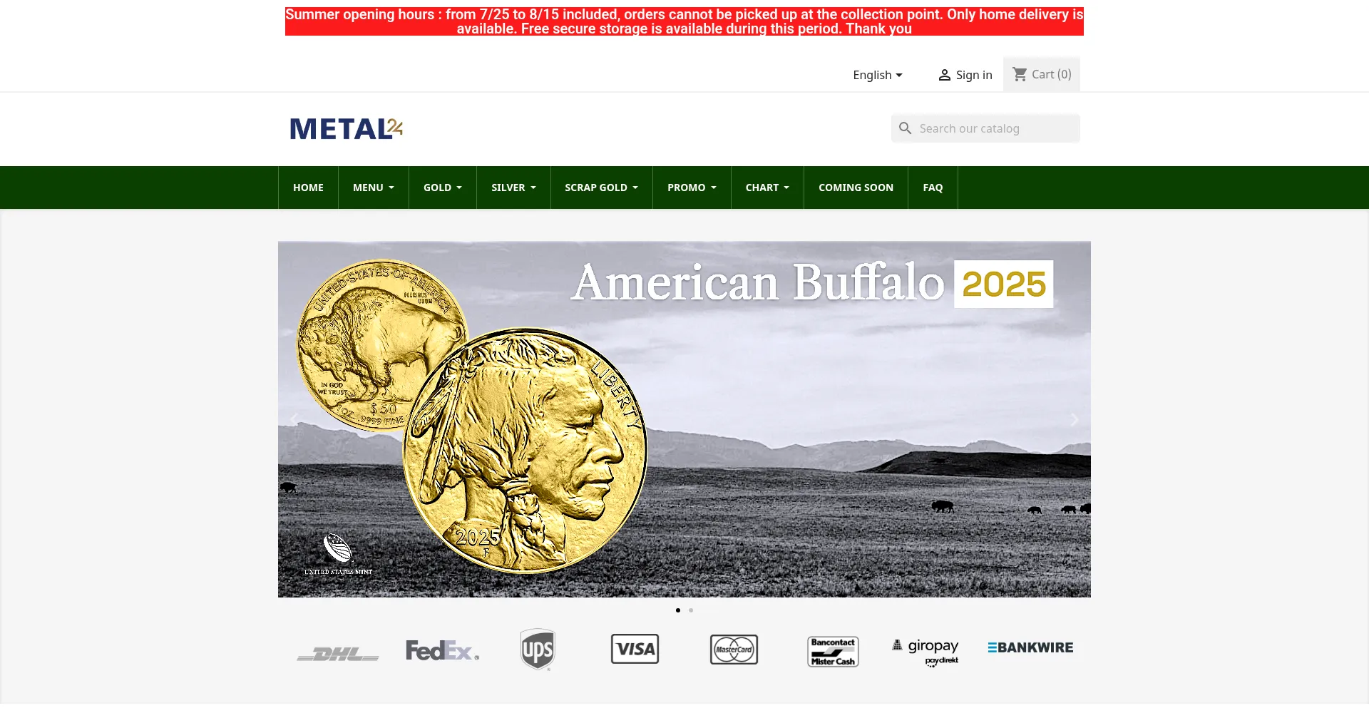 Website screenshot of Metal24.be