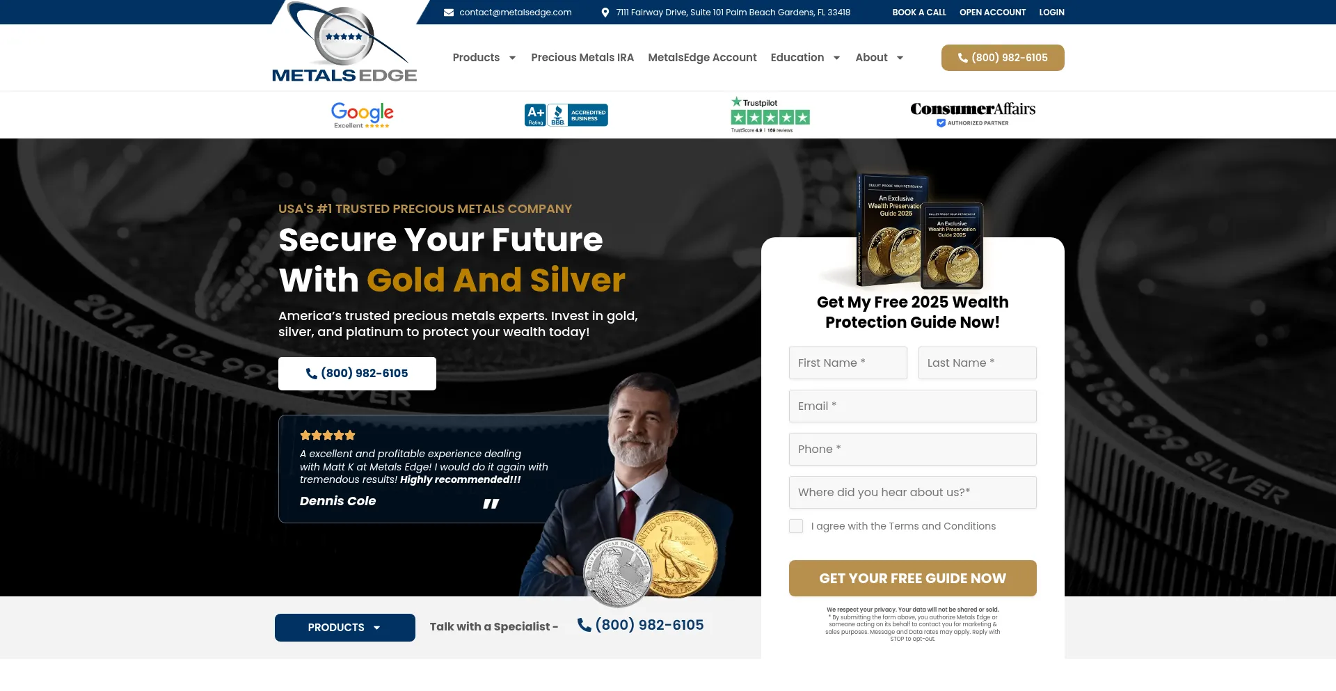 Website screenshot of Metalsedge.com