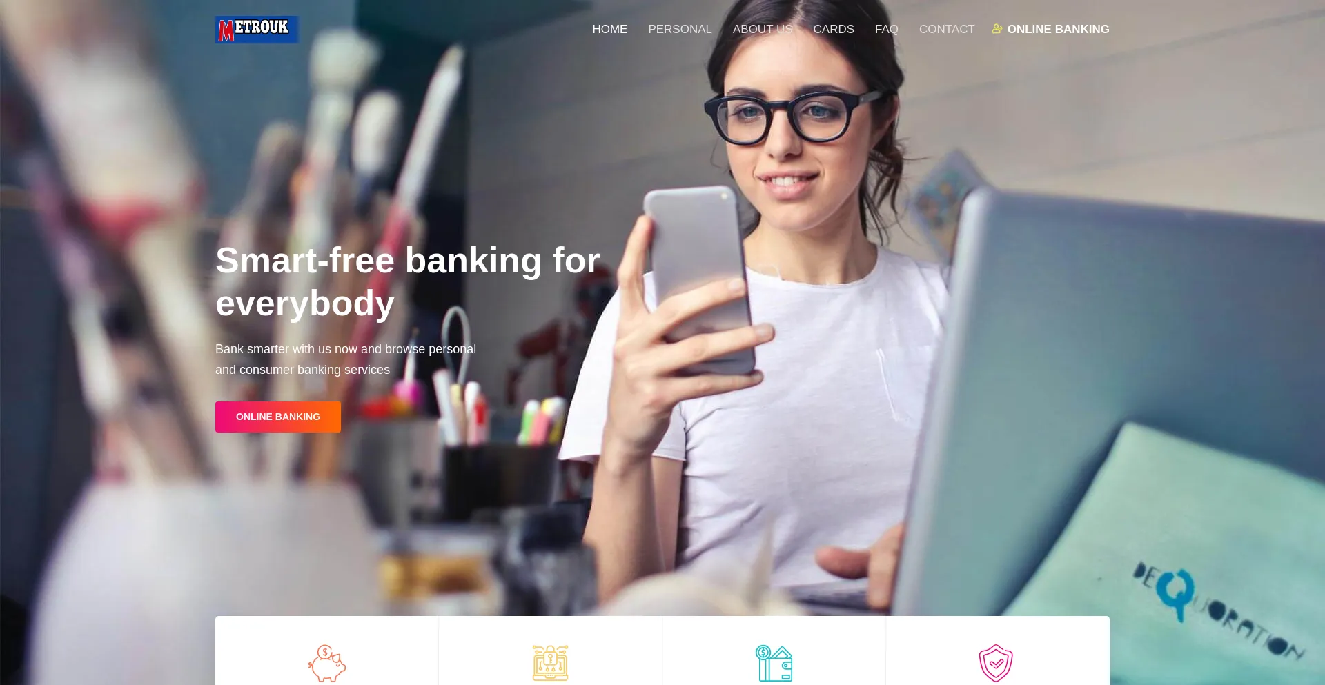 Website screenshot of Metro-online-banking.com
