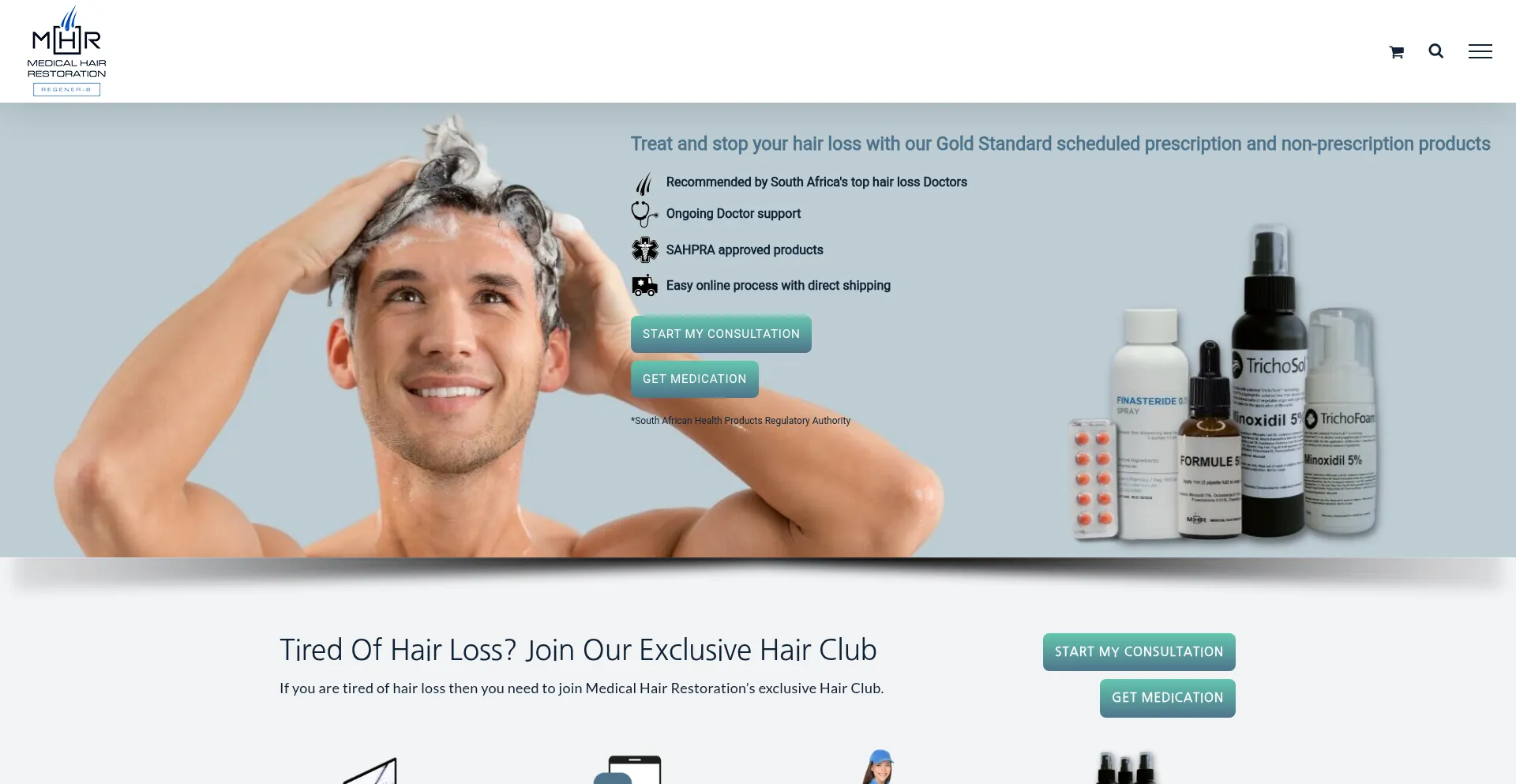 Website screenshot of Mhrhairclub.co.za