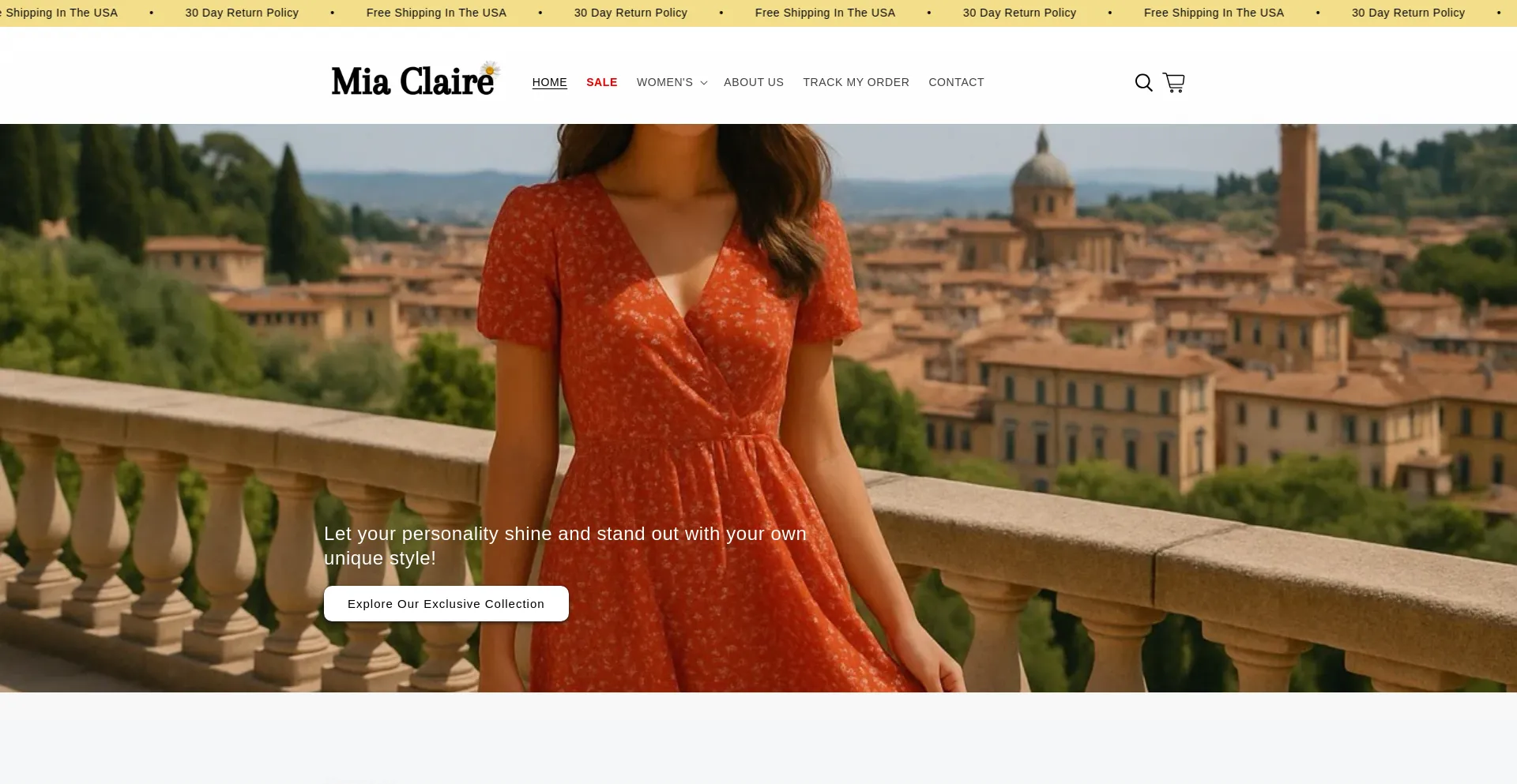 Website screenshot of Miaclaire.com