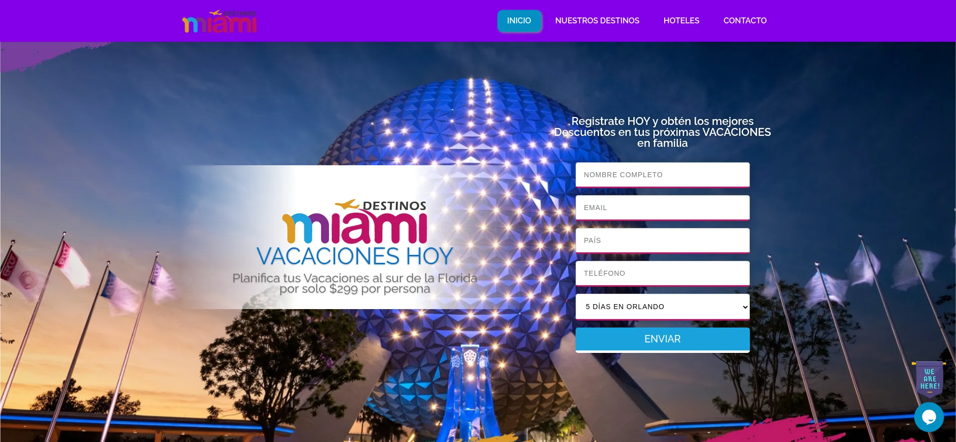 Website screenshot of Miamidestinos.com