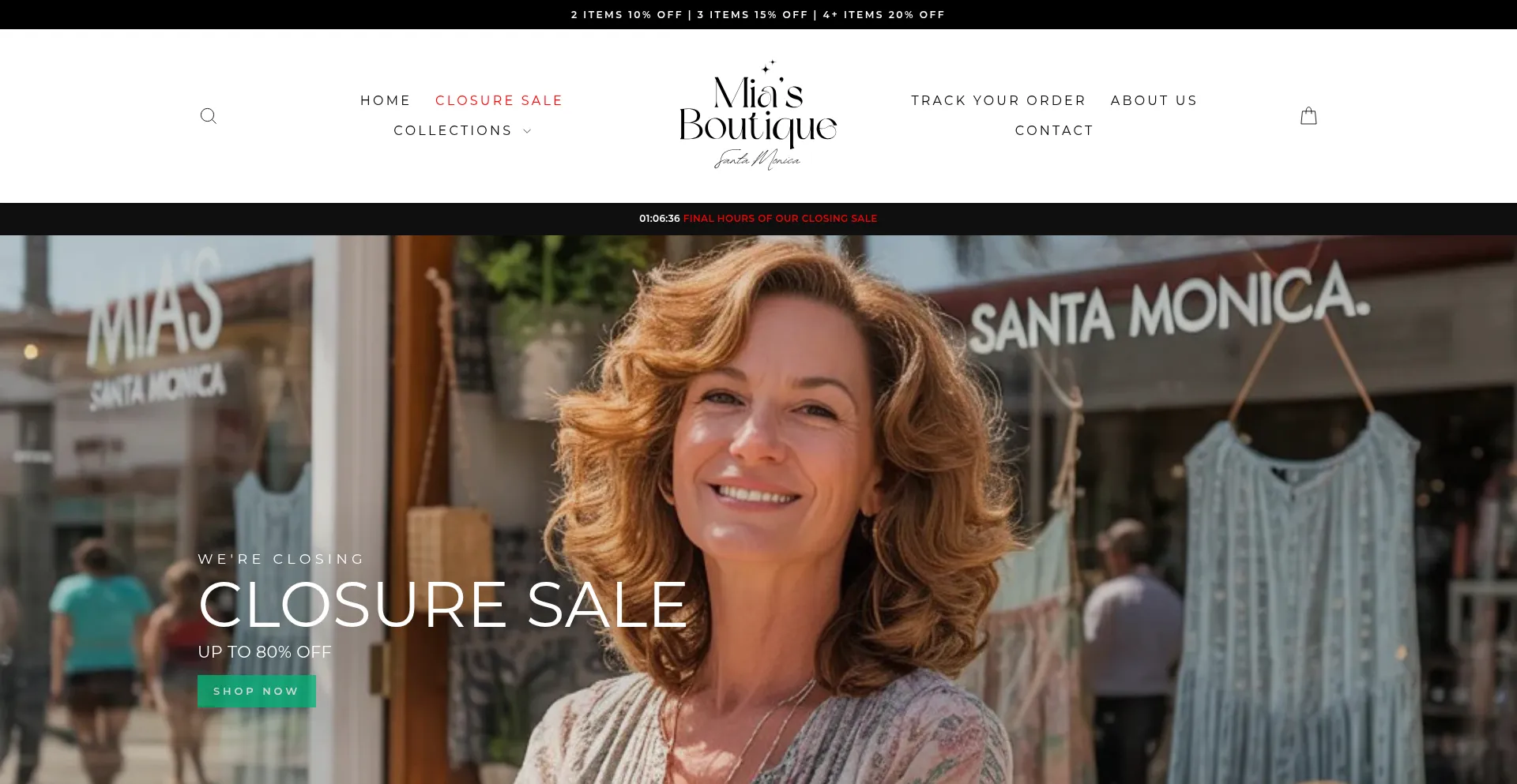 Website screenshot of Miasboutique-santamonica.com