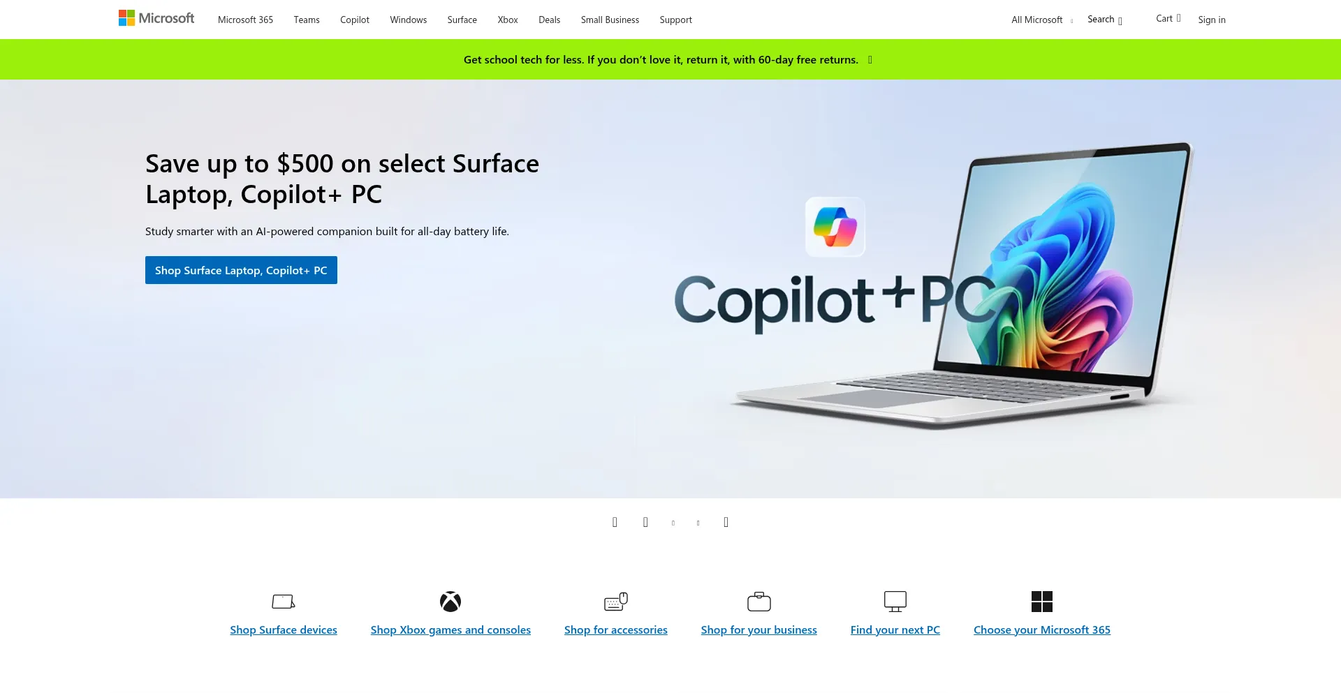 Website screenshot of Microsofft.com