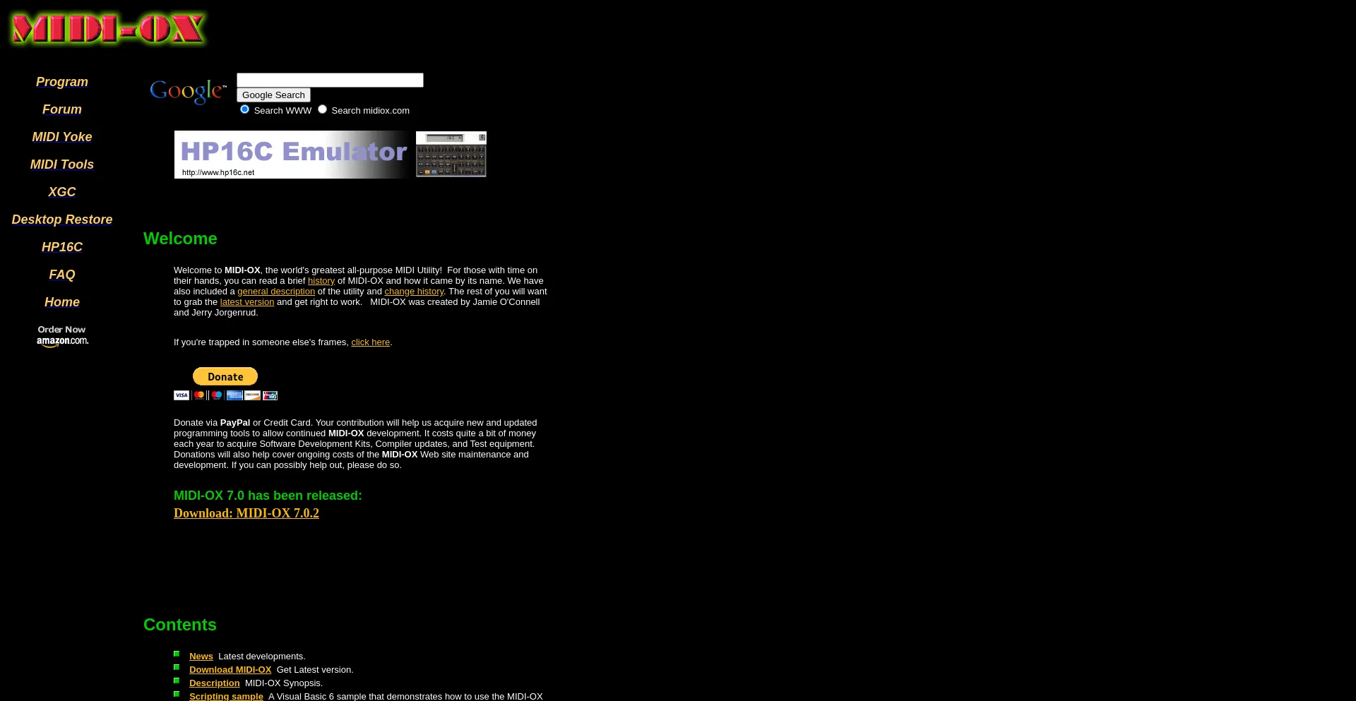 Website screenshot of Midiox.com