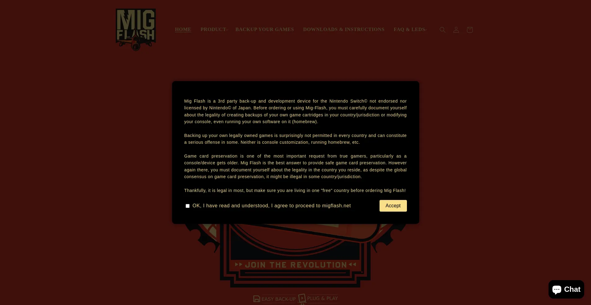 Website screenshot of Migflash.org