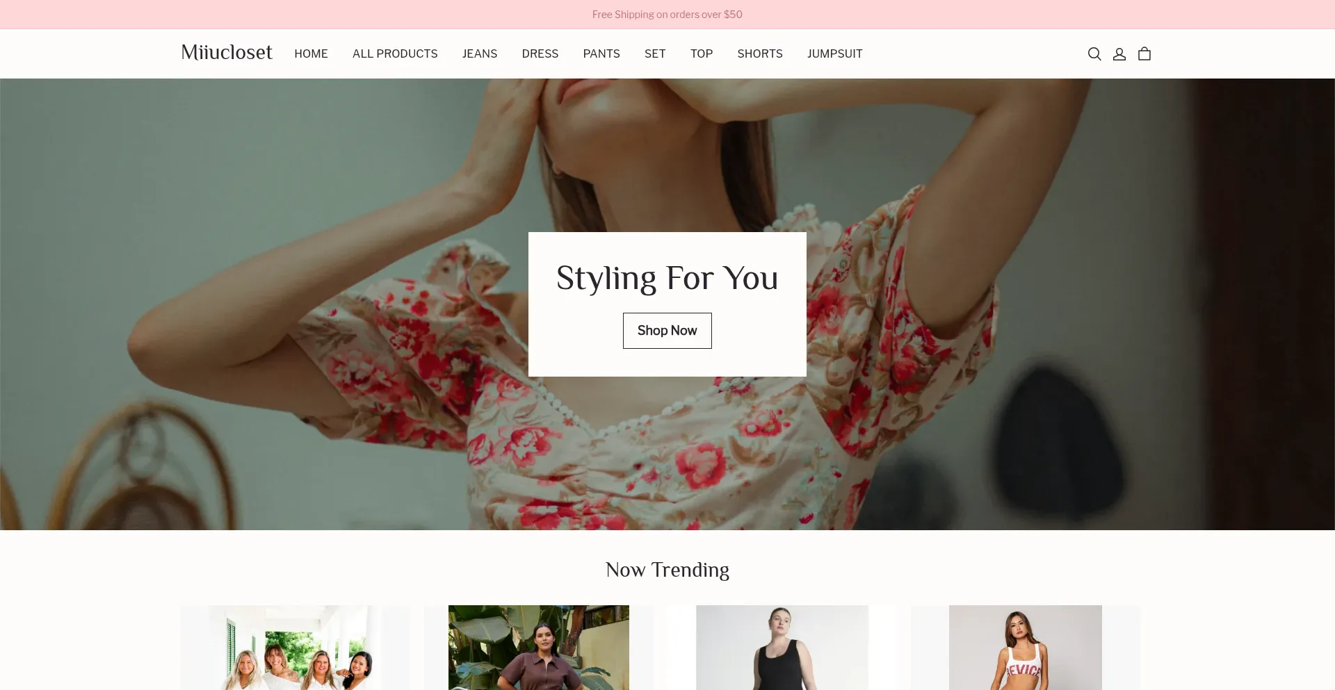 Website screenshot of Miiucloset.com