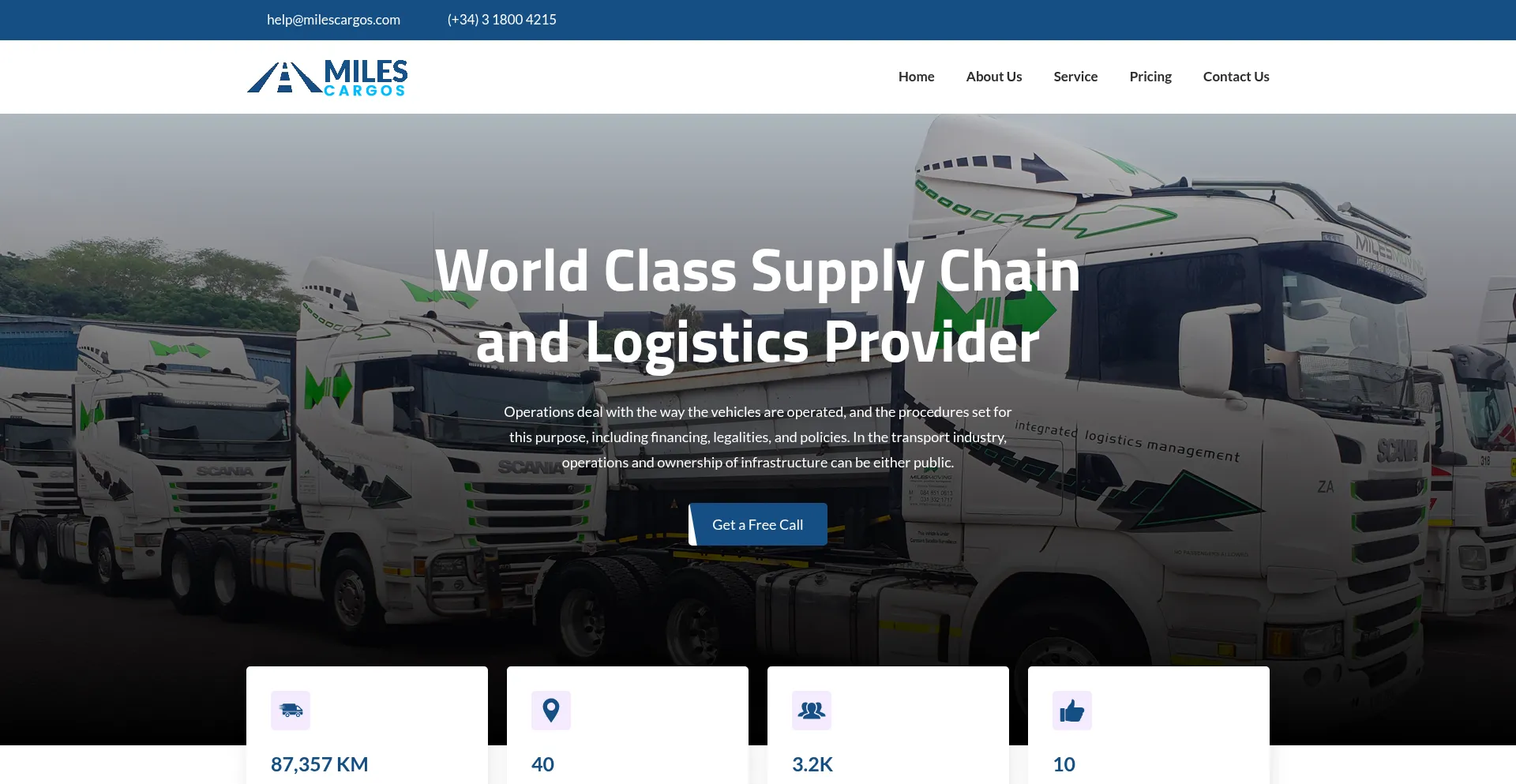 Website screenshot of Milescargos.com
