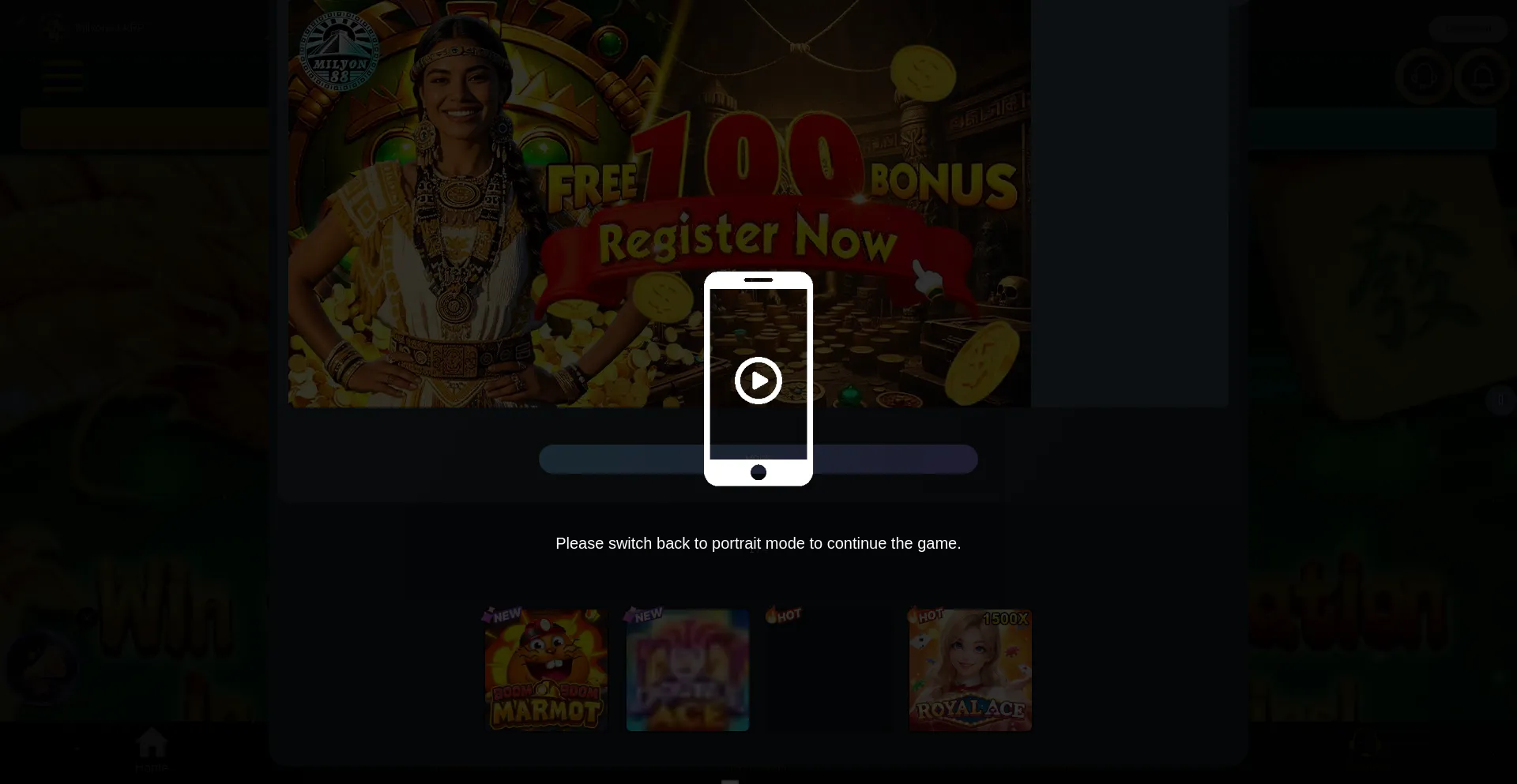 Website screenshot of Milyon88.promo