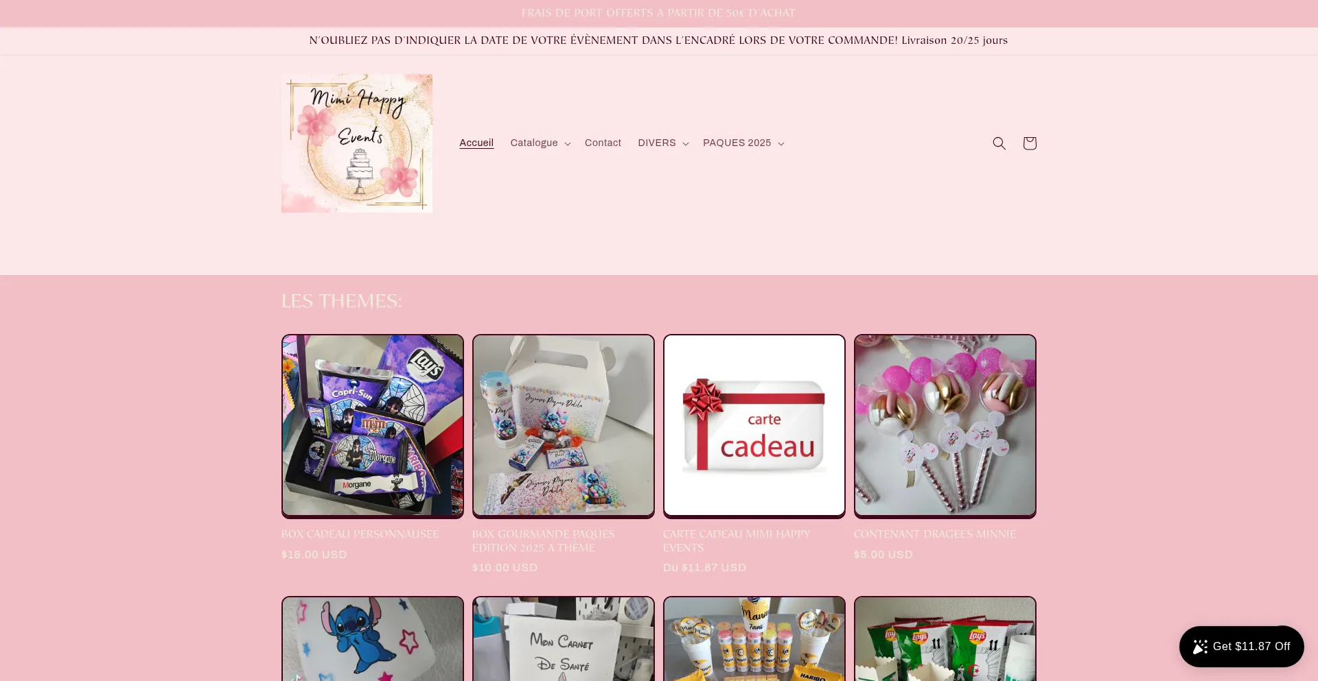 Website screenshot of Mimihappyevents.com