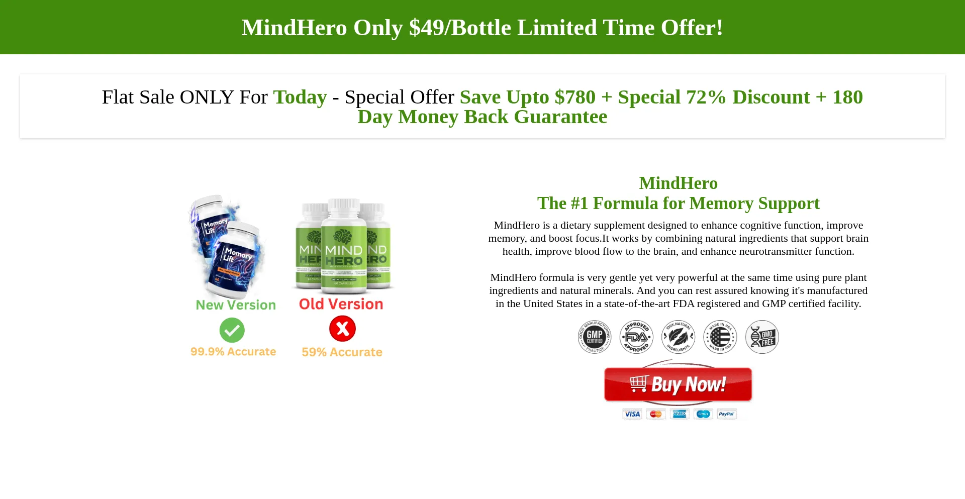 Website screenshot of Mindhero.us