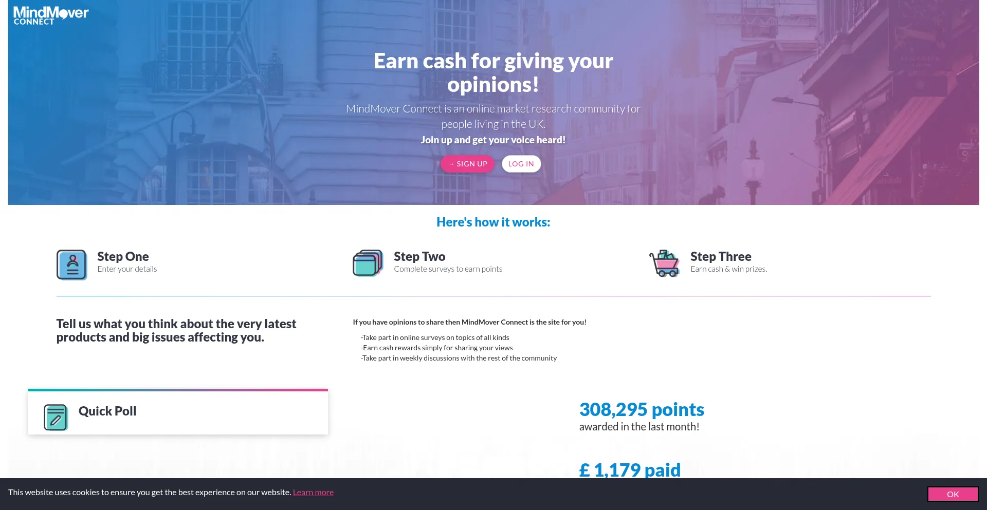 Website screenshot of Mindmover.co.uk