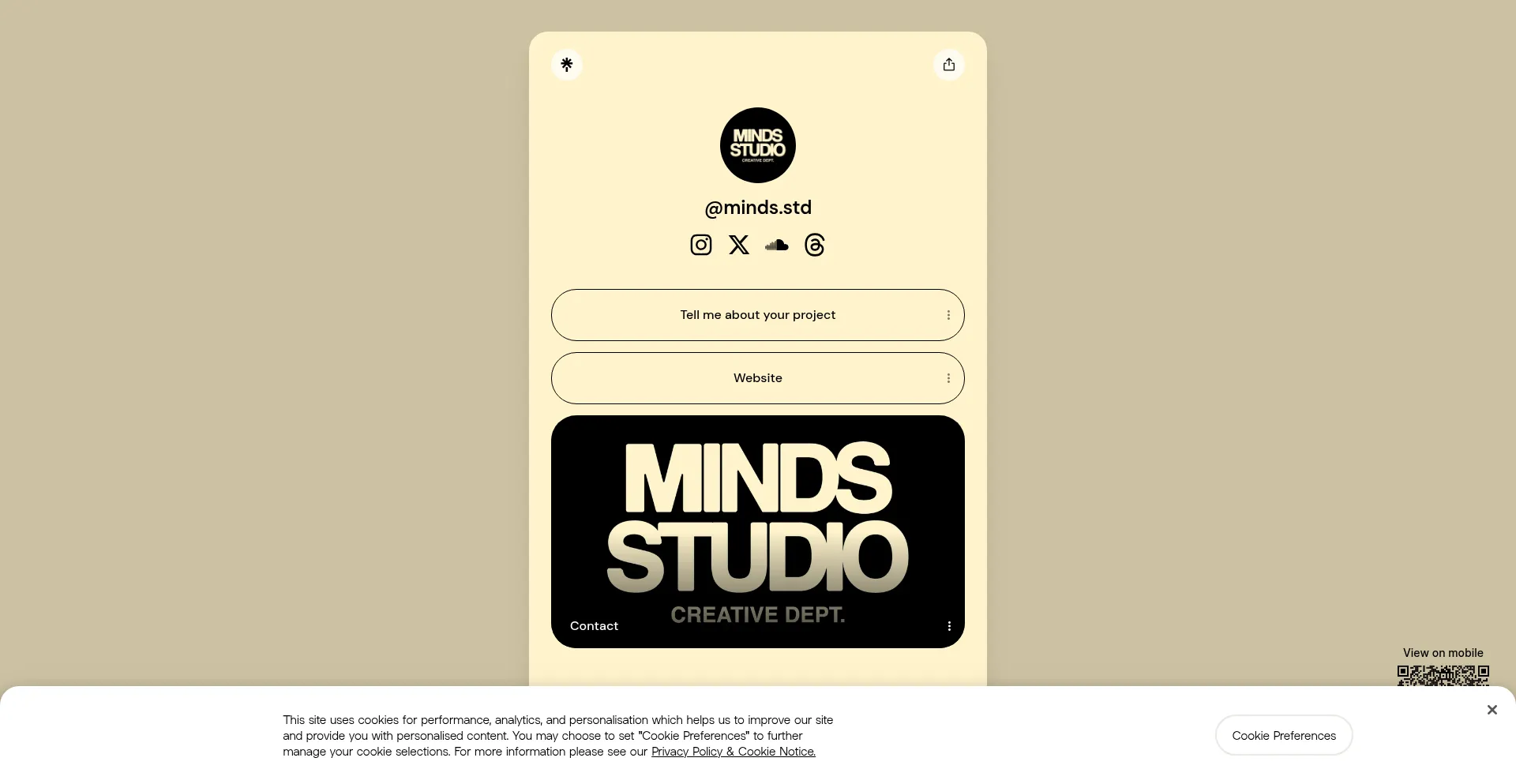 Website screenshot of Minds-studio.com