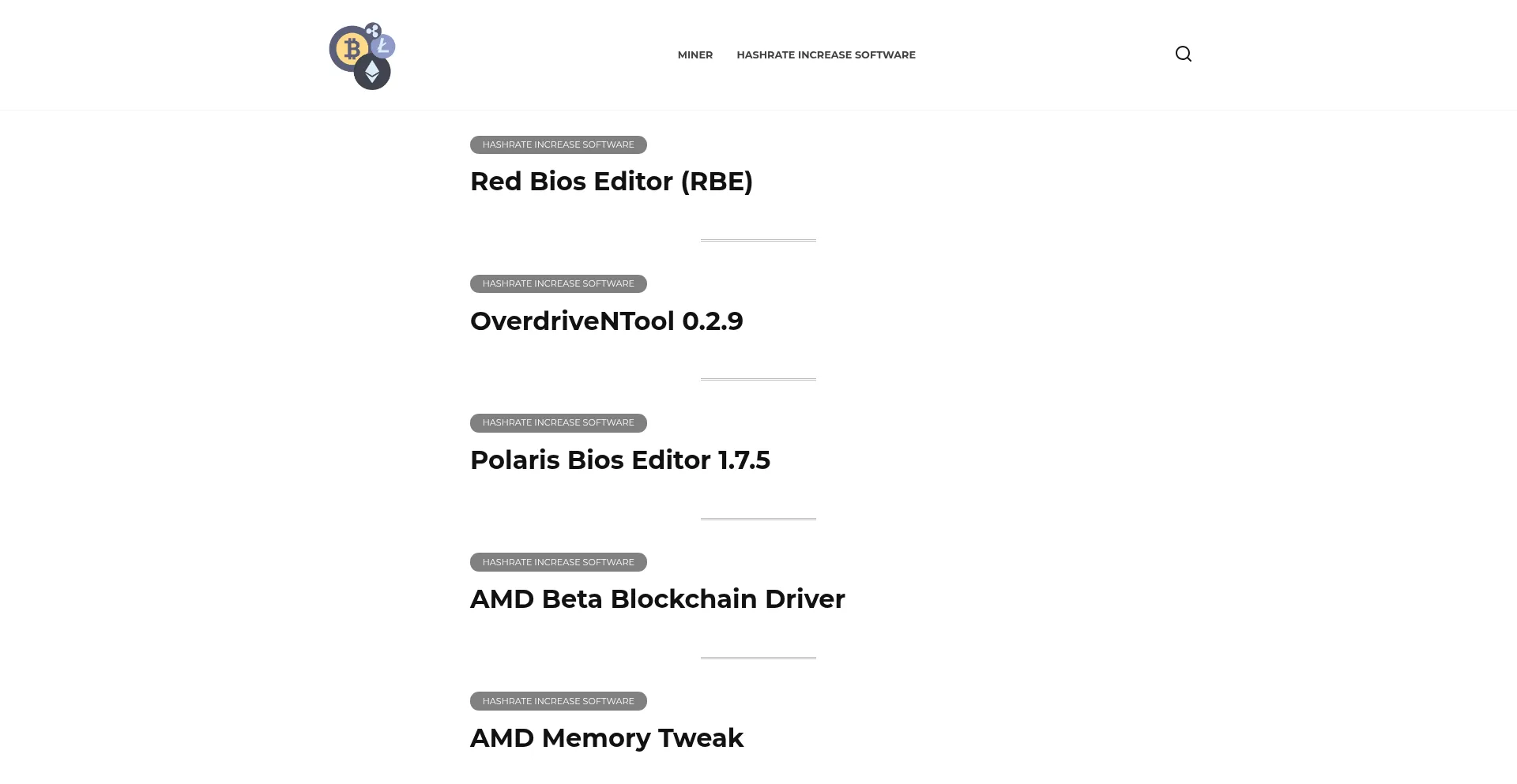 Website screenshot of Miner-soft.se
