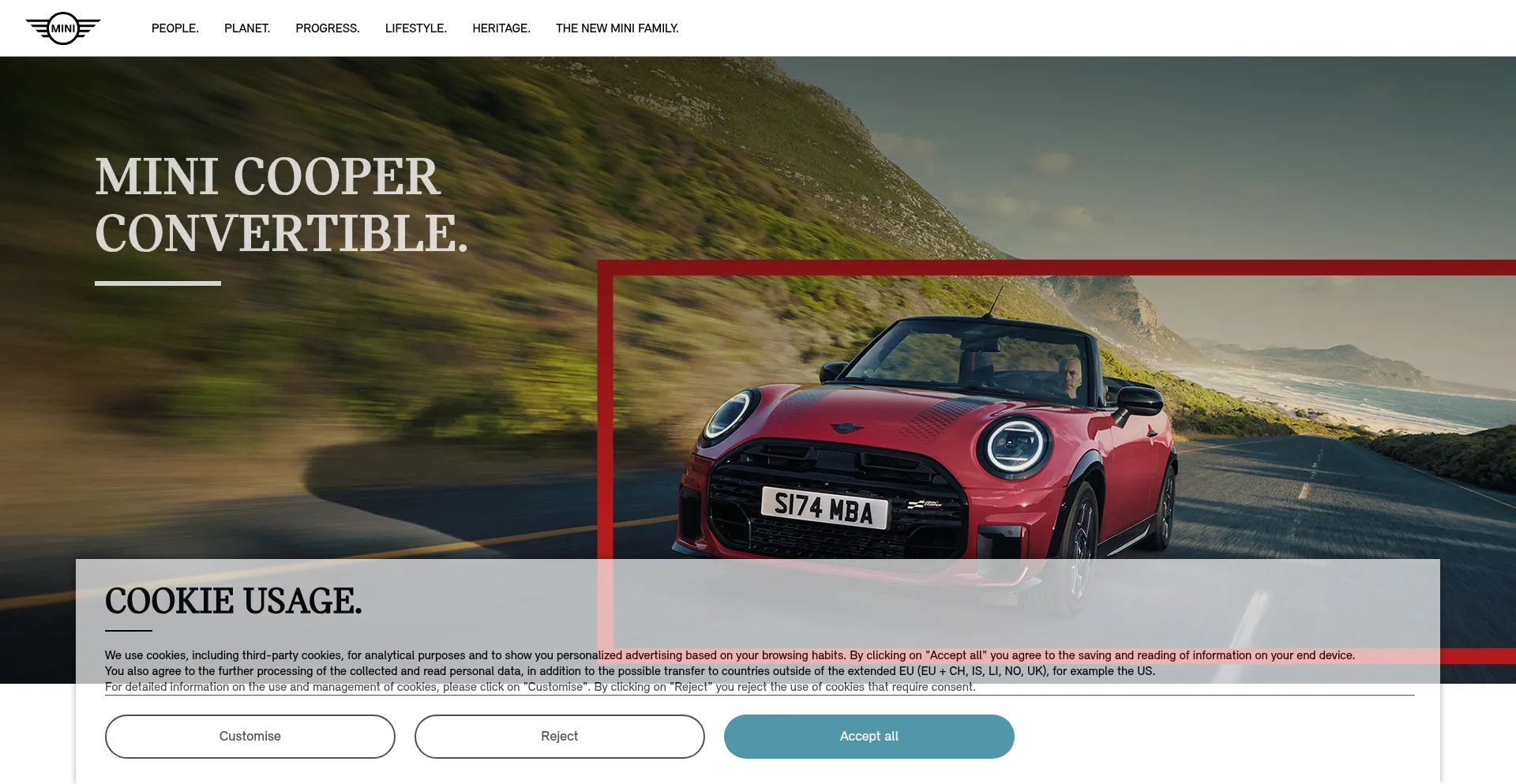 Website screenshot of Mini.com