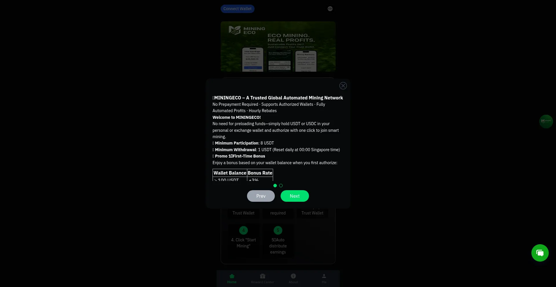 Website screenshot of Miningeco.net