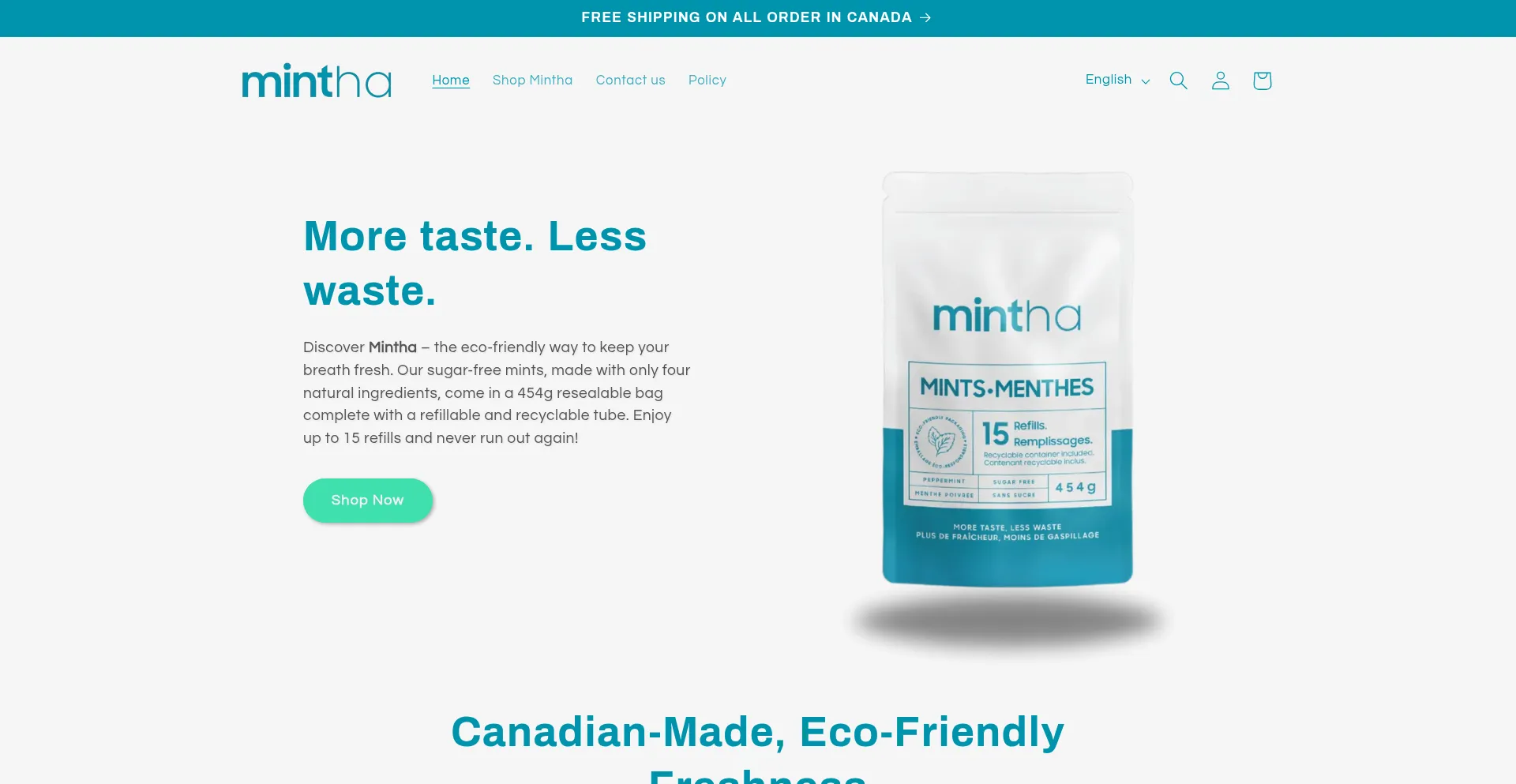 Website screenshot of Mintha.io