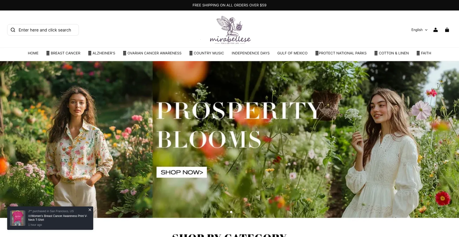 Website screenshot of Mirabellese.com