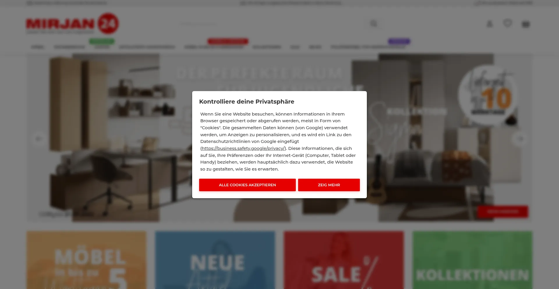 Website screenshot of Mirjan24.de