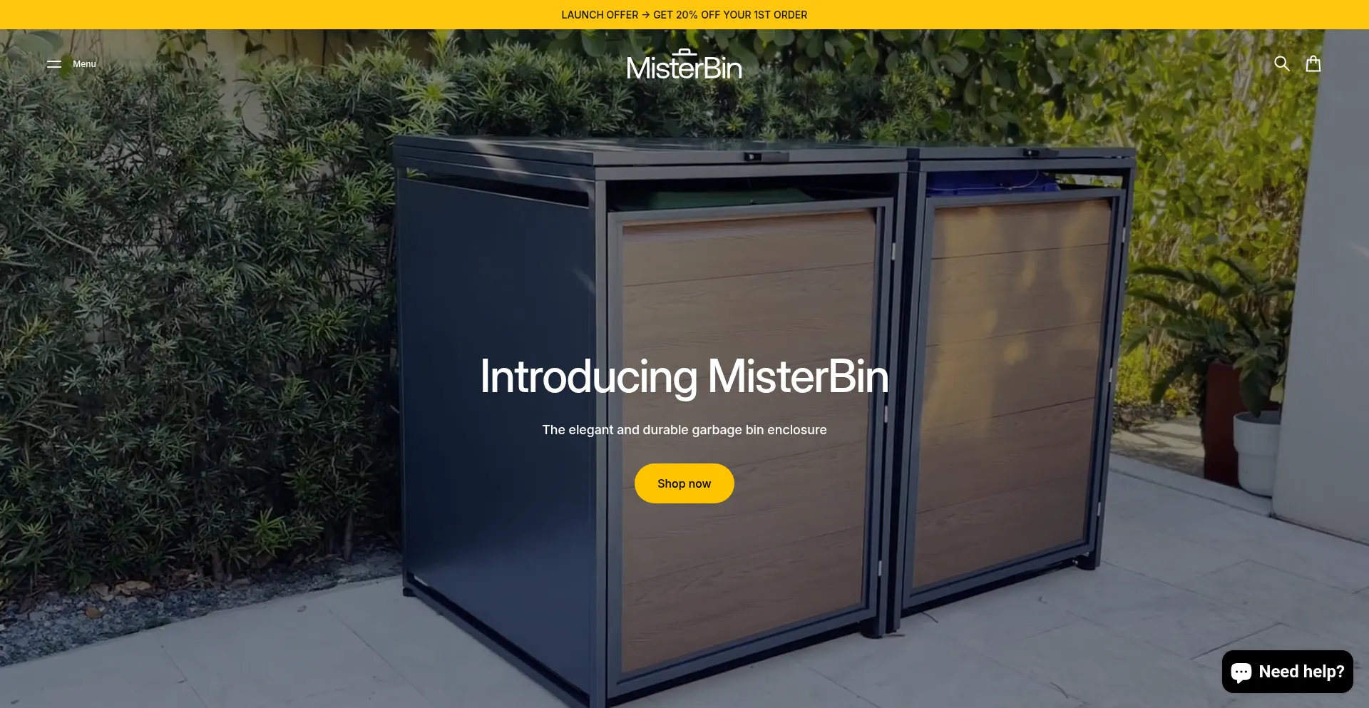 Website screenshot of Misterbin.com