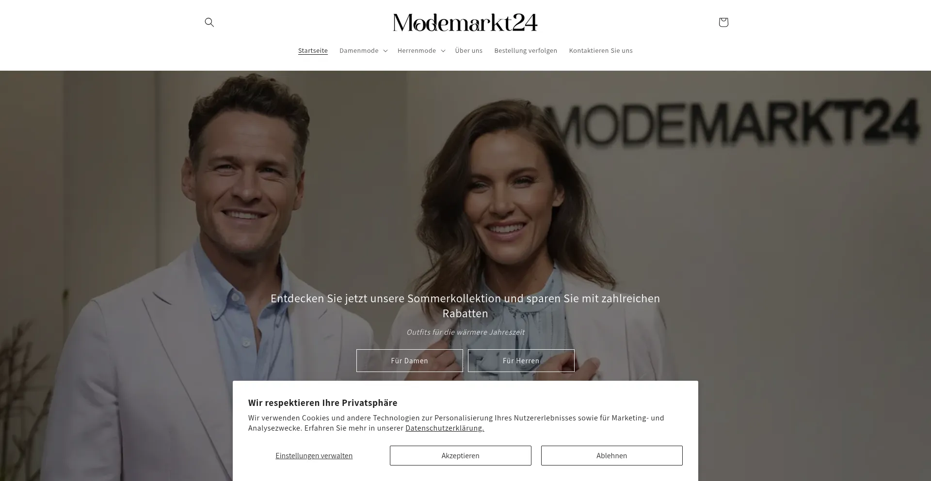 Website screenshot of Modemarkt24.com