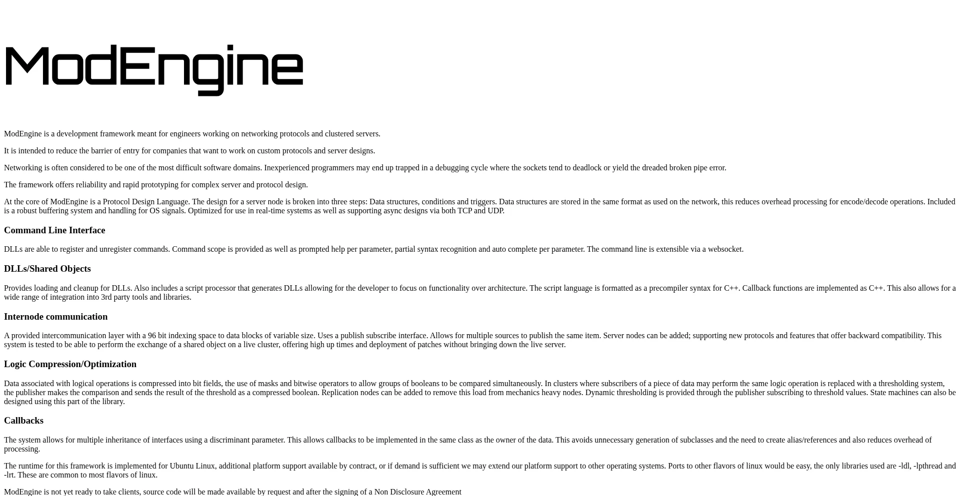 Website screenshot of Modengine.com