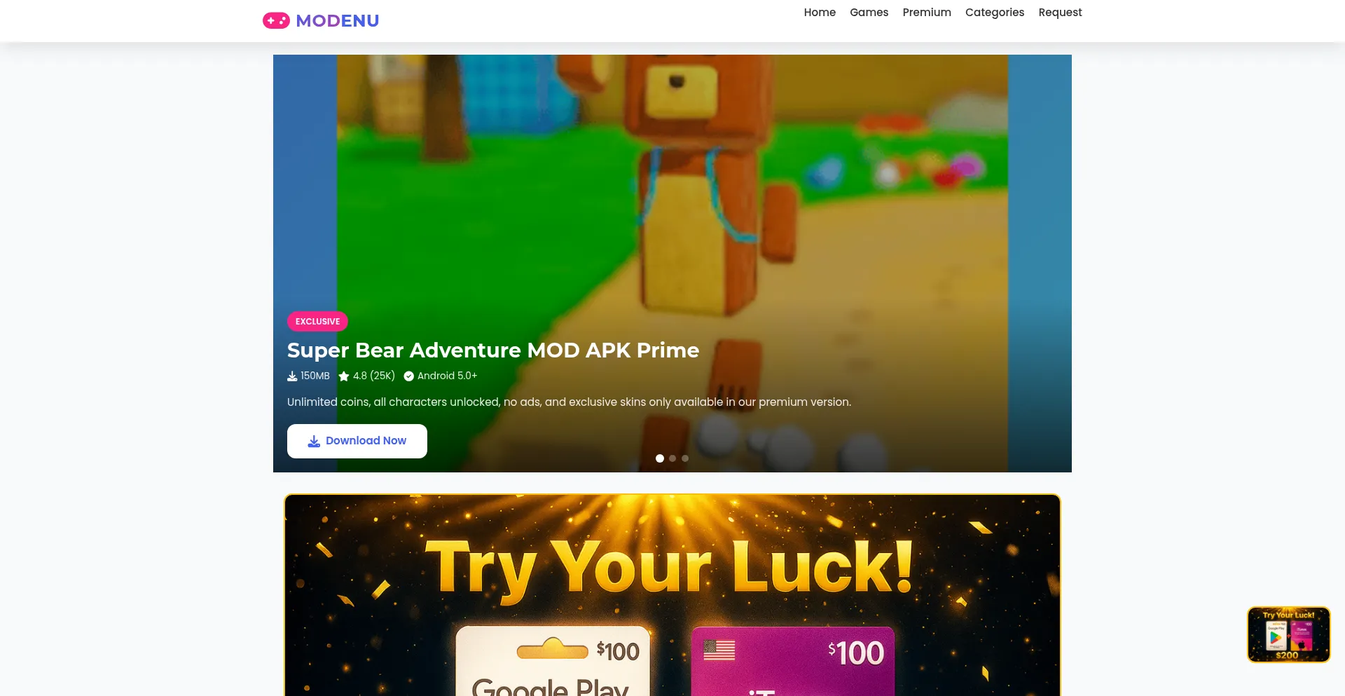 Website screenshot of Modenu.com