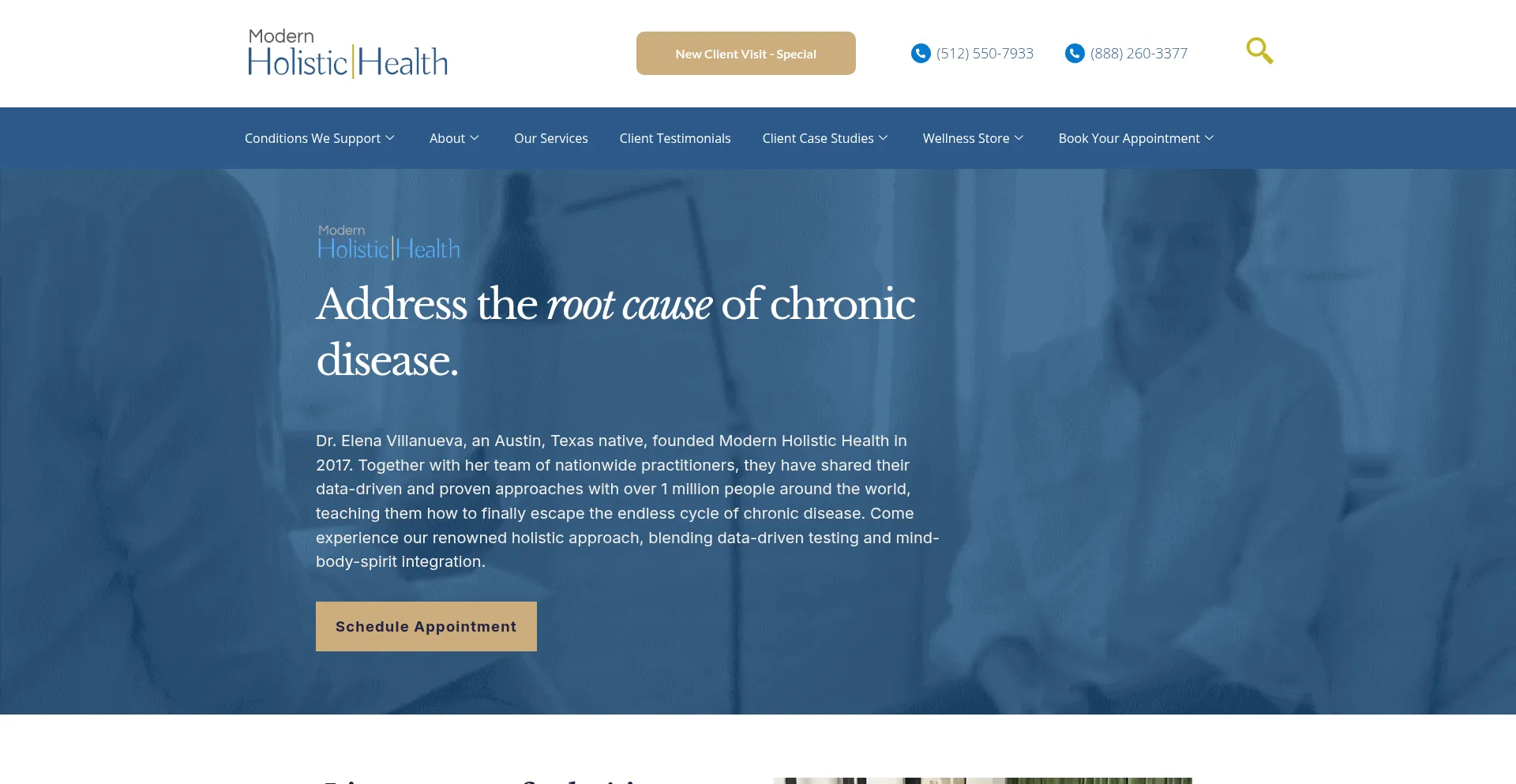 Website screenshot of Modernholistichealth.com