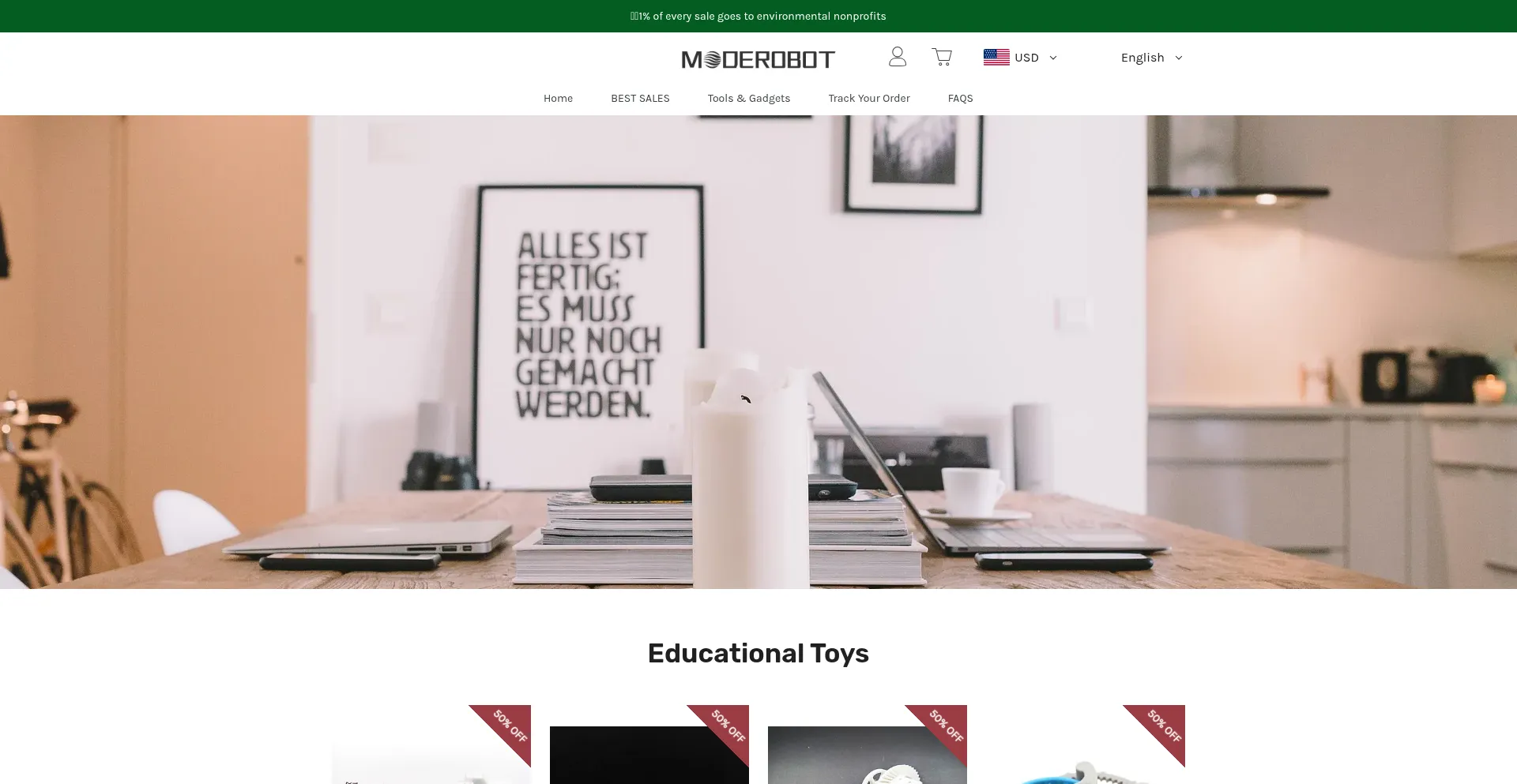 Website screenshot of Moderobot.com