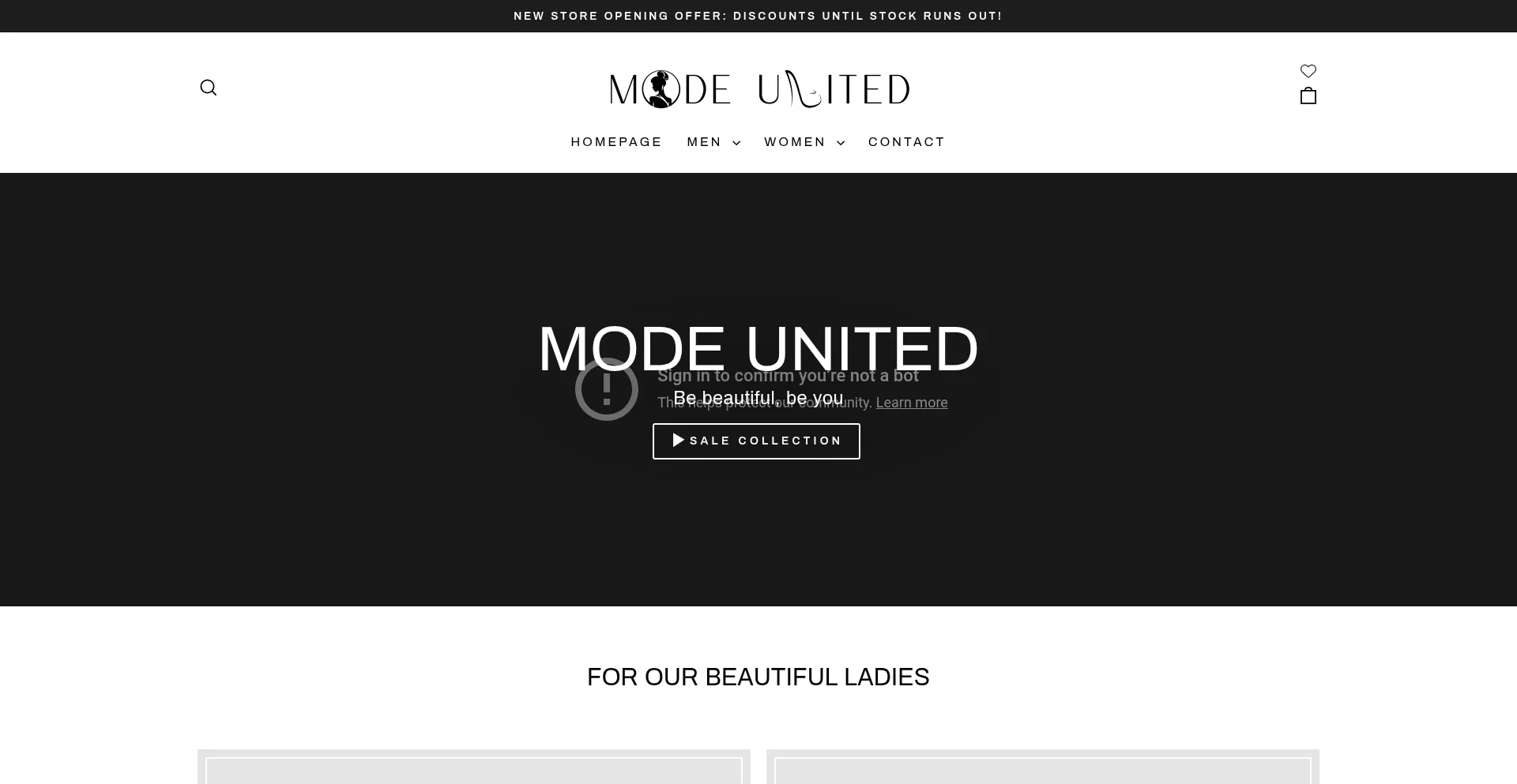 Website screenshot of Modeunited.co.uk