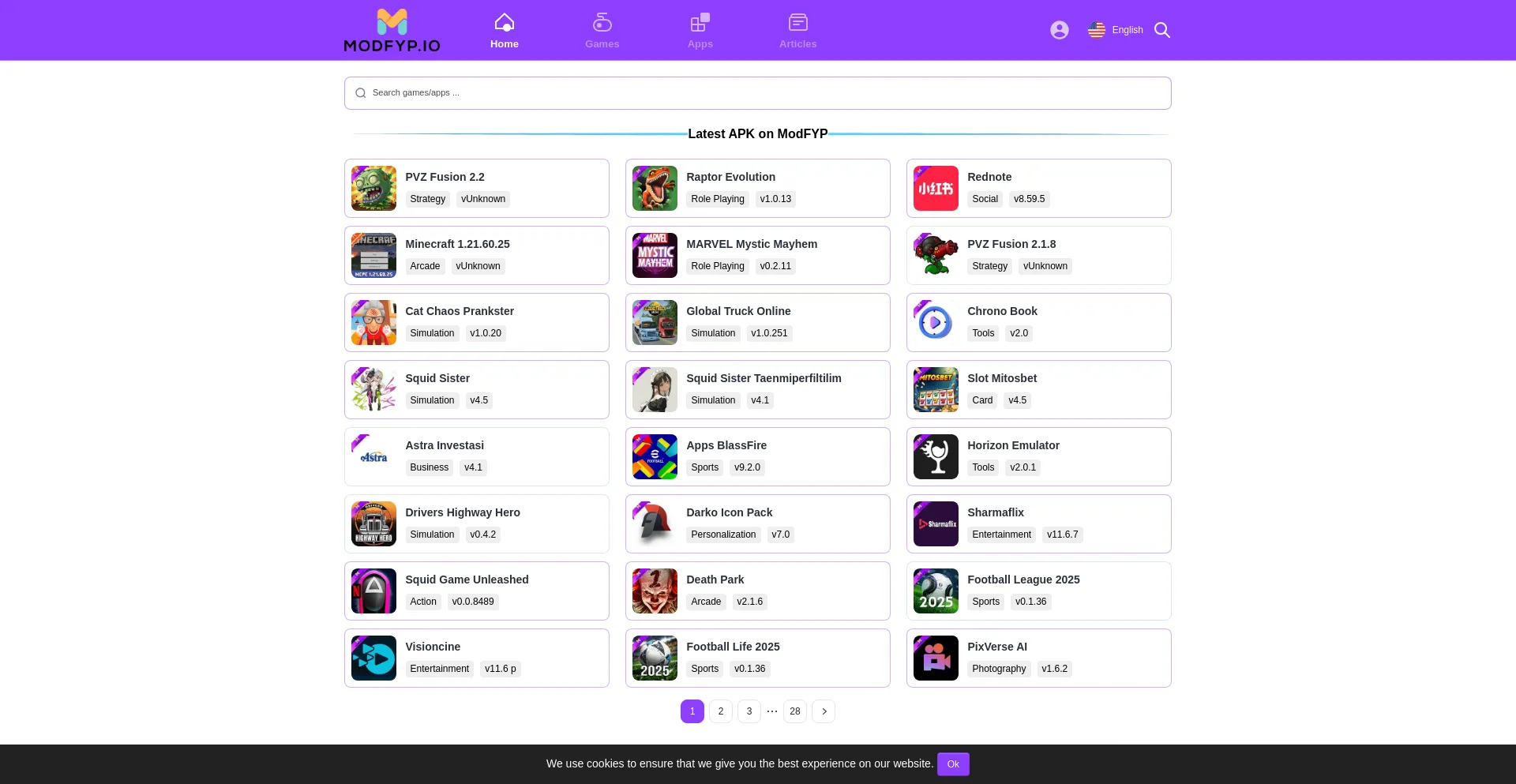 Website screenshot of Modfyp.io