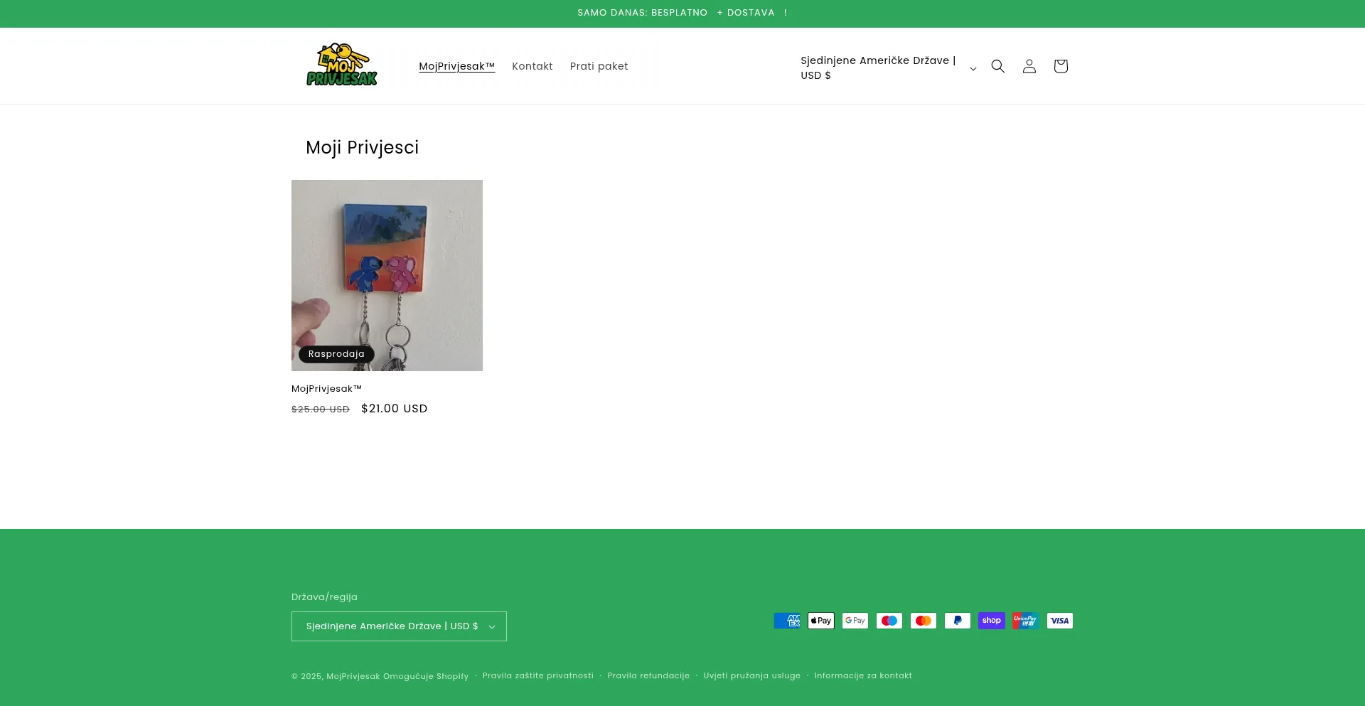 Website screenshot of Mojprivjesak.com
