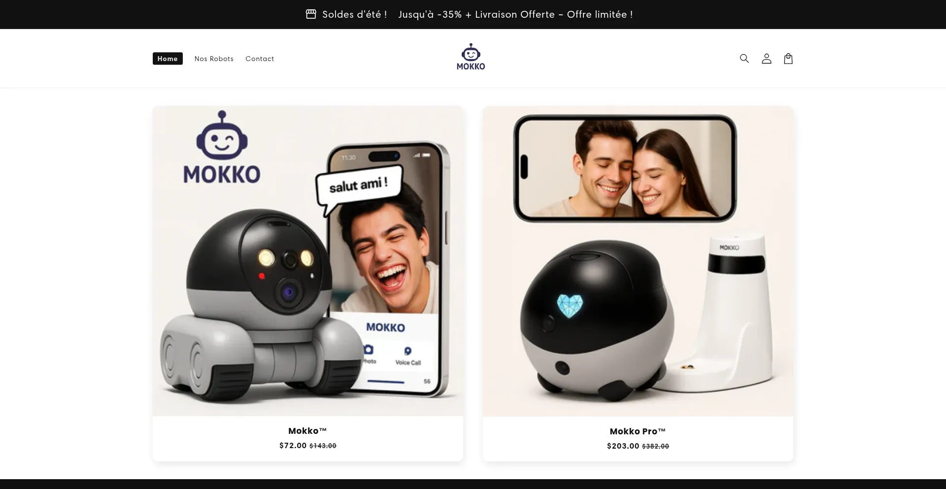 Website screenshot of Mokkobot.com
