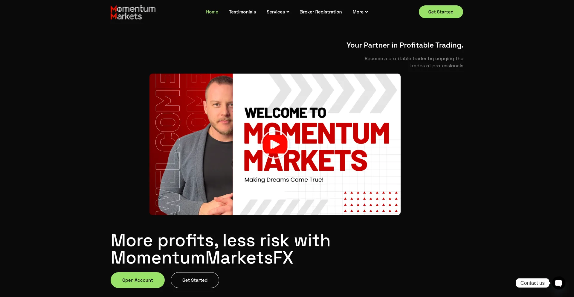 Website screenshot of Momentummarketsfx.com