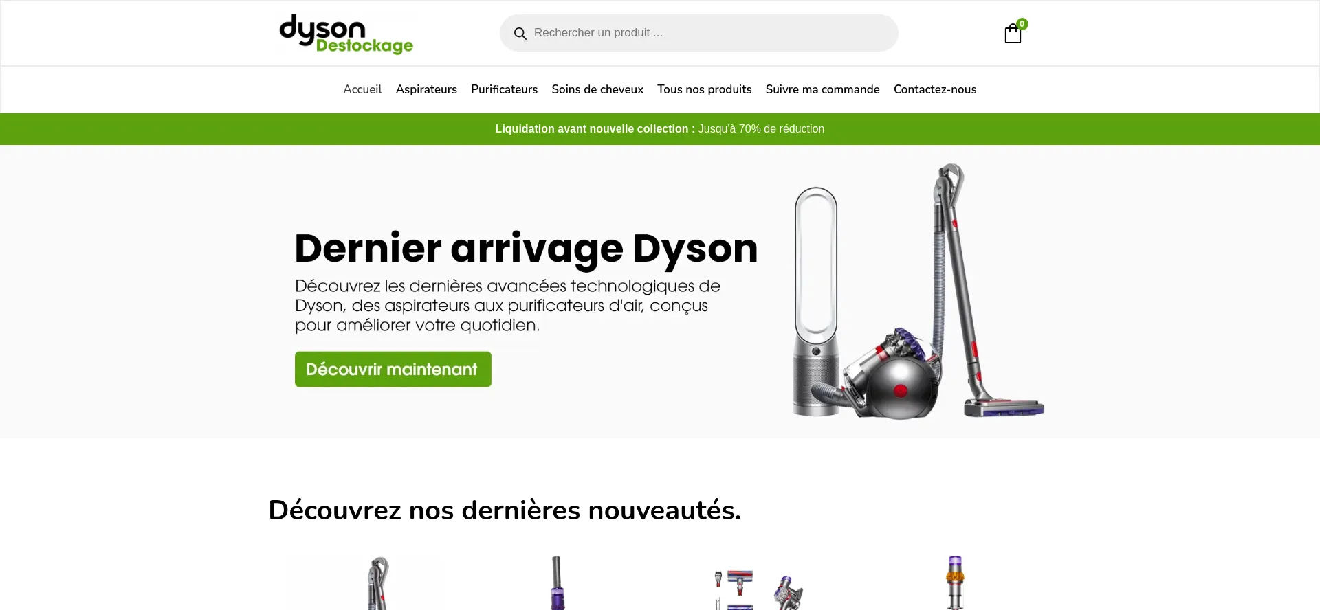 Website screenshot of Mondestockagedyson.com