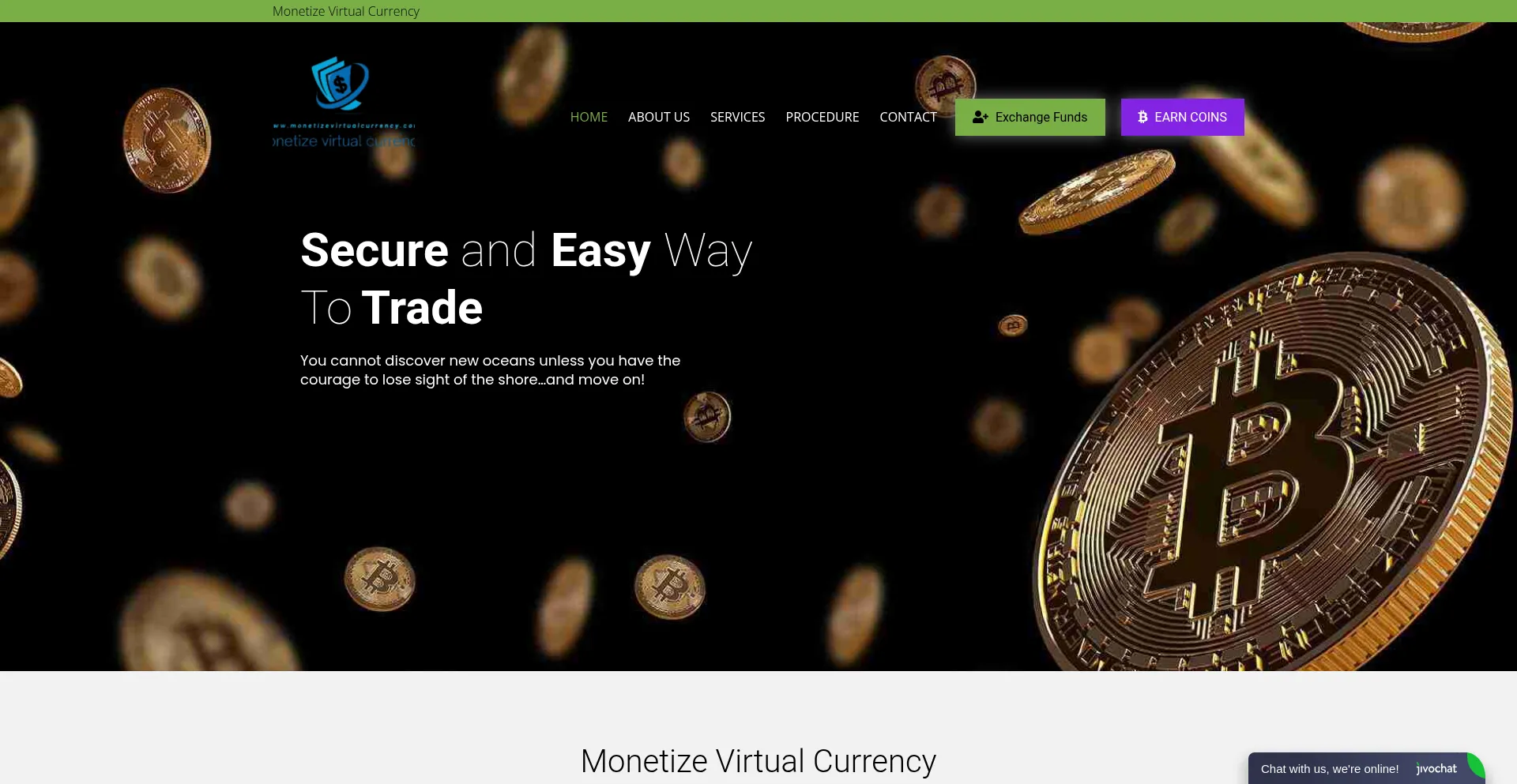 Website screenshot of Monetizevirtualcurrency.com