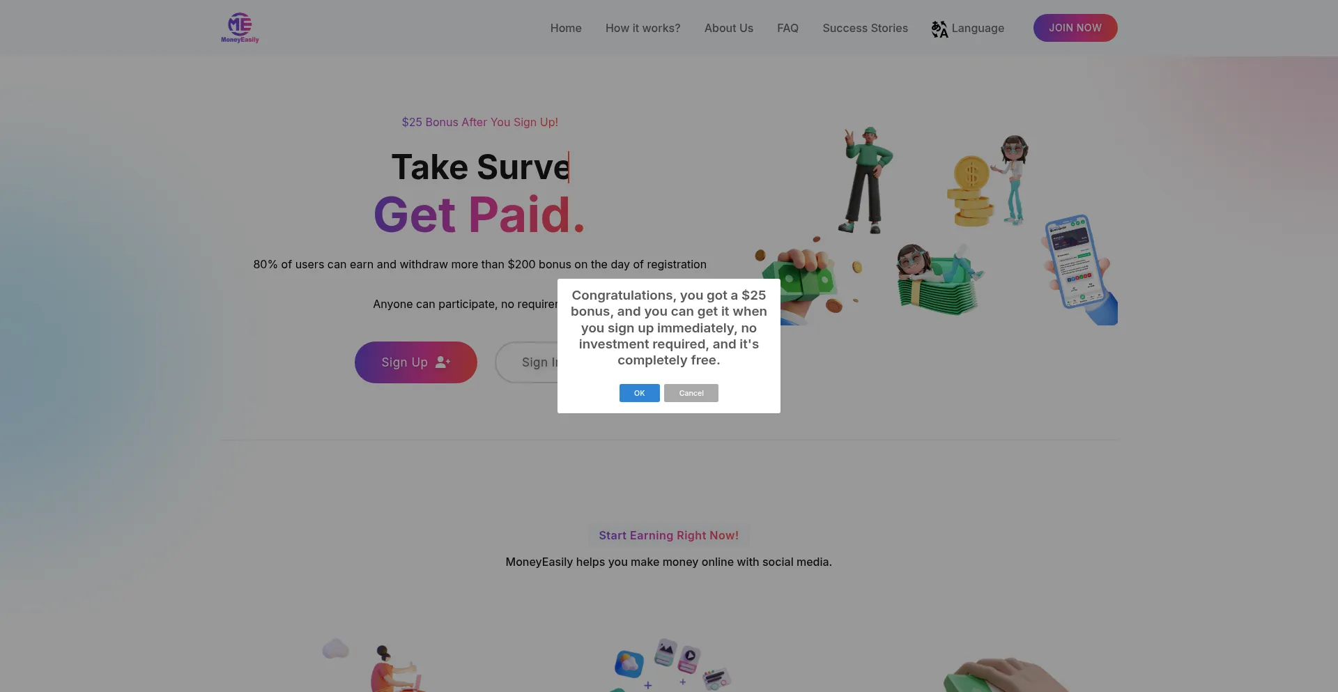 Website screenshot of Moneyeasilybbv.top
