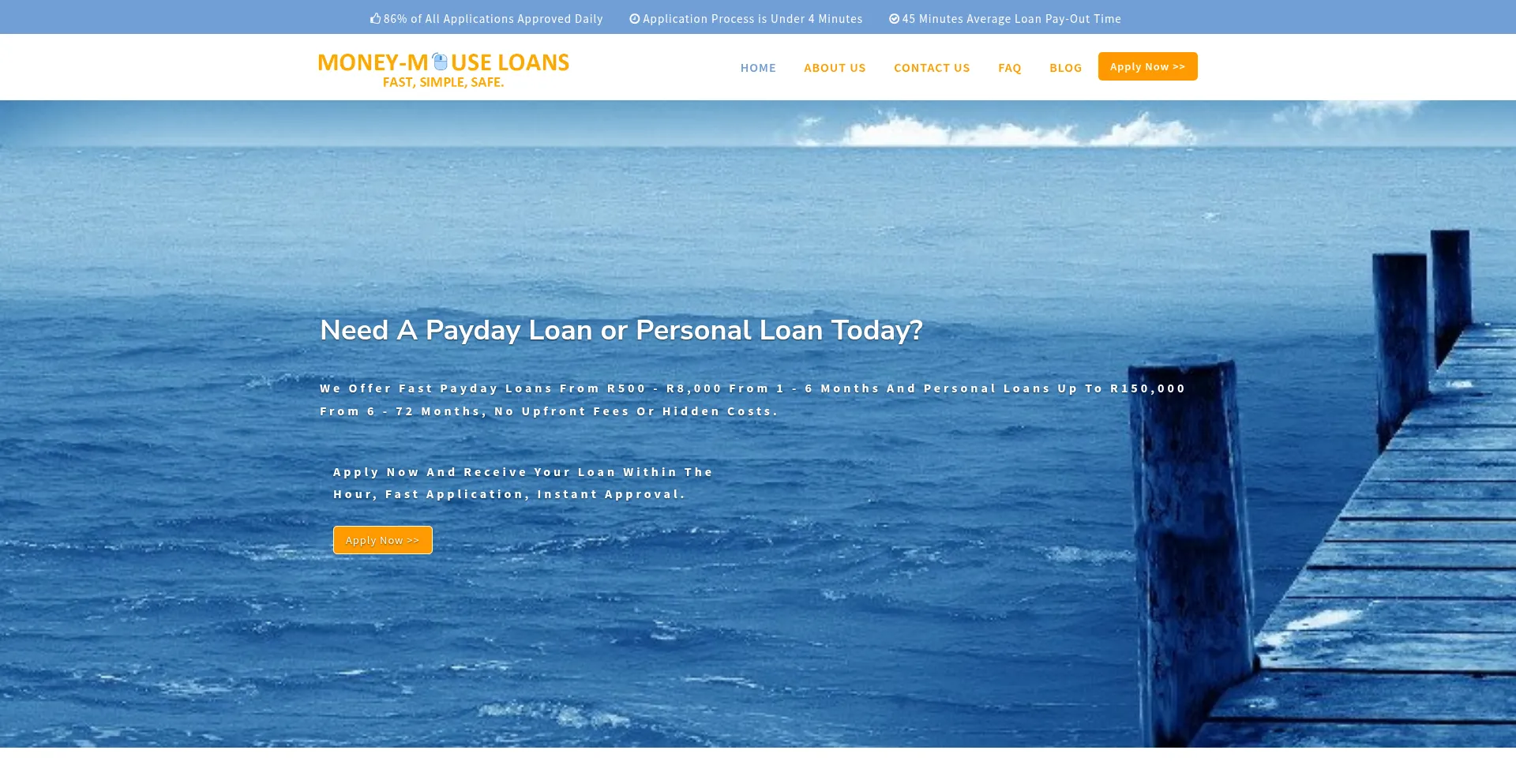 Website screenshot of Moneymouse.co.za
