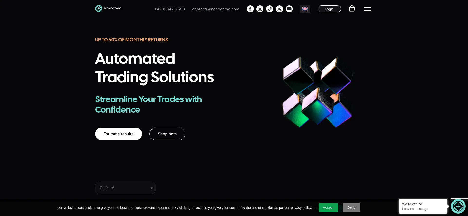 Website screenshot of Monocomo.com
